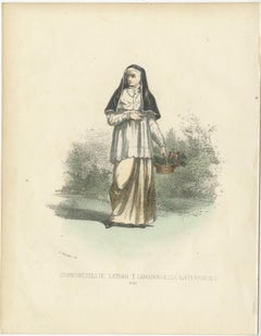 Blossoms of Faith: Handcolored Print of a Lateran Canoness, Plate 80, 1862