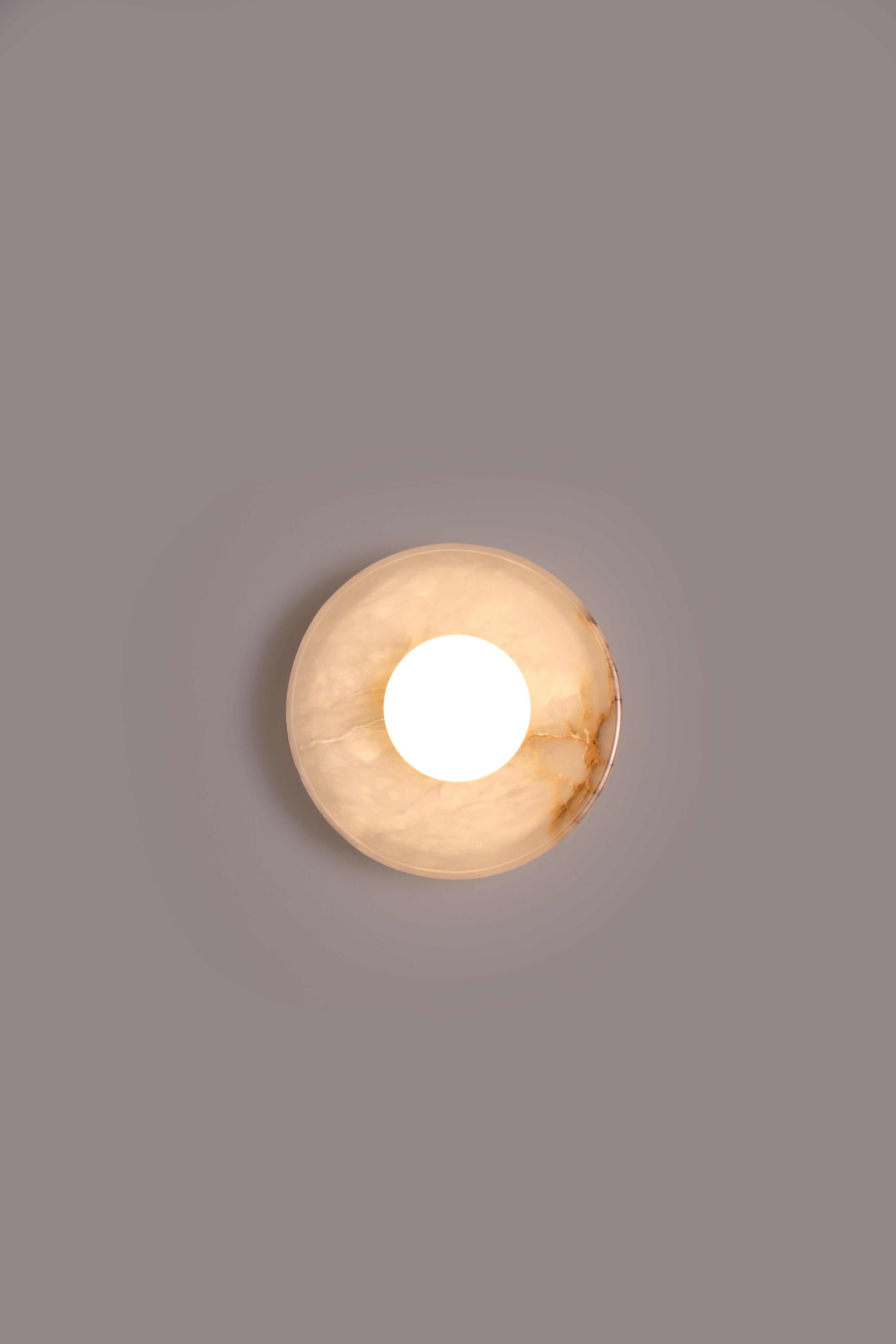 Indian Blot Marble Dome Wall Sconce by Lamp Shaper For Sale