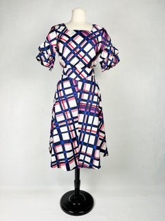 Blouse and skirt in Twill silk by Pierre Cardin Circa 1972