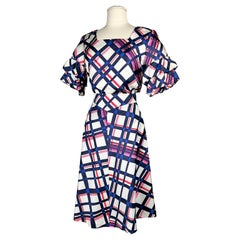 Blouse and skirt in Twill silk by Pierre Cardin Circa 1972