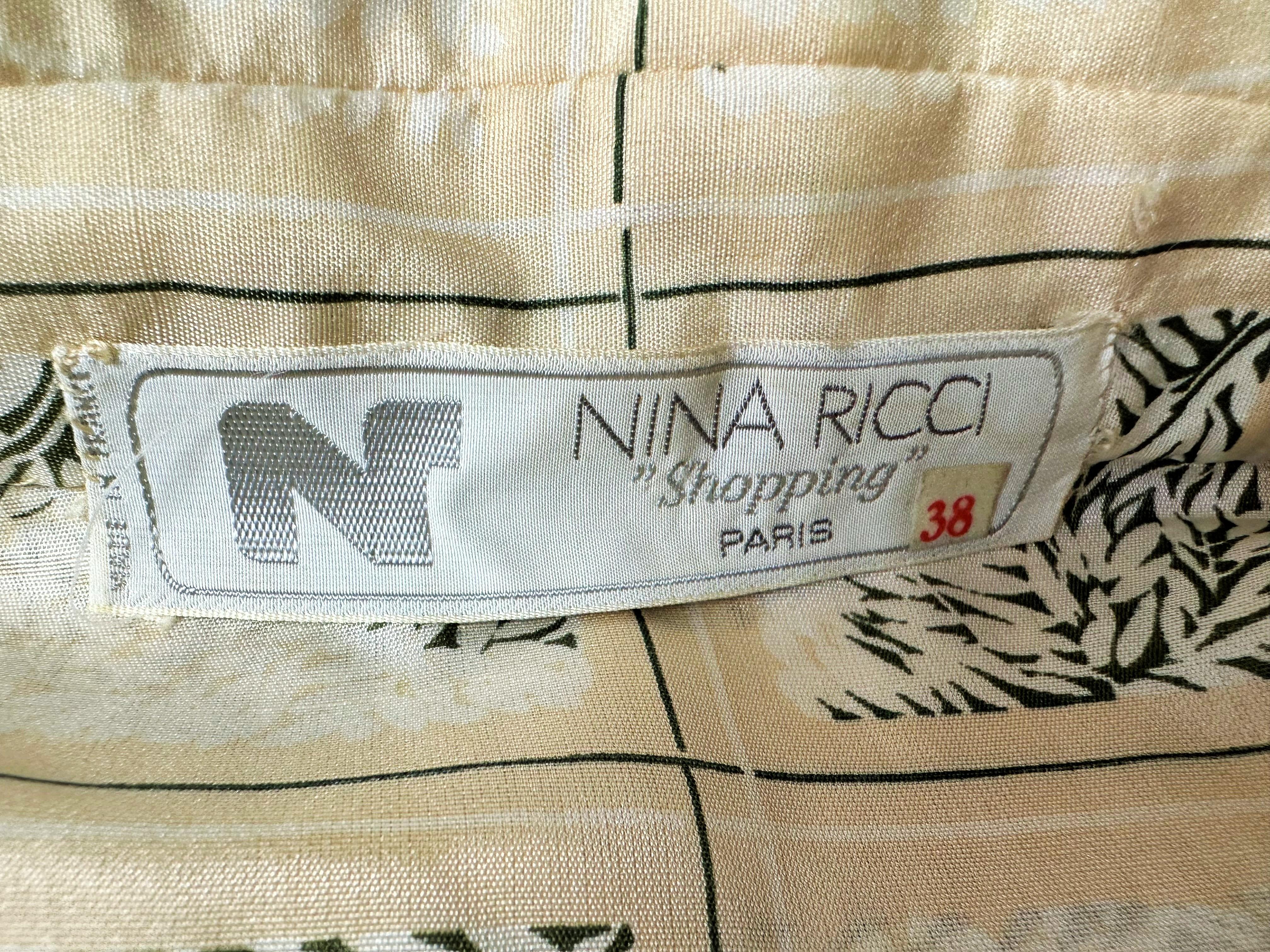 Blouse dress in printed taffeta by Gérard Pipart for Nina Ricci Circa 1985 In Good Condition In Toulon, FR