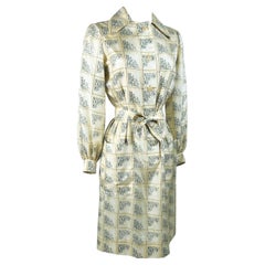 Blouse dress in printed taffeta by Gérard Pipart for Nina Ricci Circa 1985