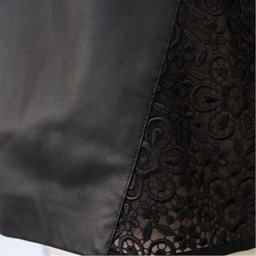 Seide Leder Viskose Schwarz Farbe Spitze an den Seiten Lange Seidenärmel Schulterlänge / Saum cm 60 (23.6 Zoll)
