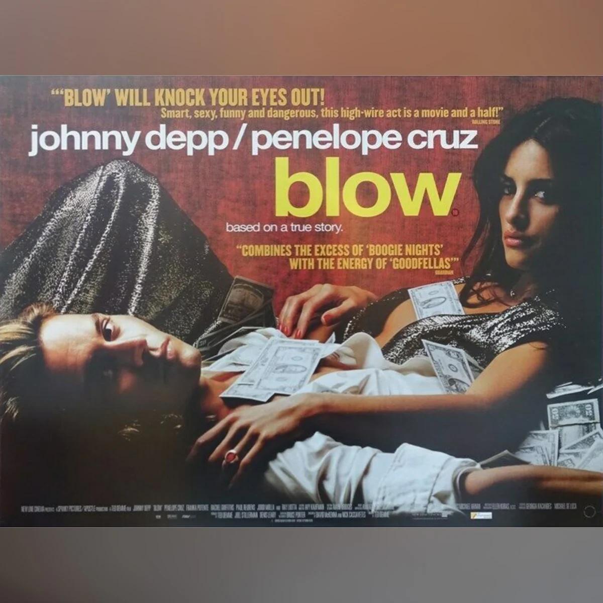 Golpe (2001)
Quad británico original (30 X 40 pulgadas)

Habiendo crecido en medio de la extrema pobreza, George Jung se convierte en vendedor ambulante de cocaína para ganar dinero. Aunque esto le hace rico, encuentra obstáculos que le llevan a la