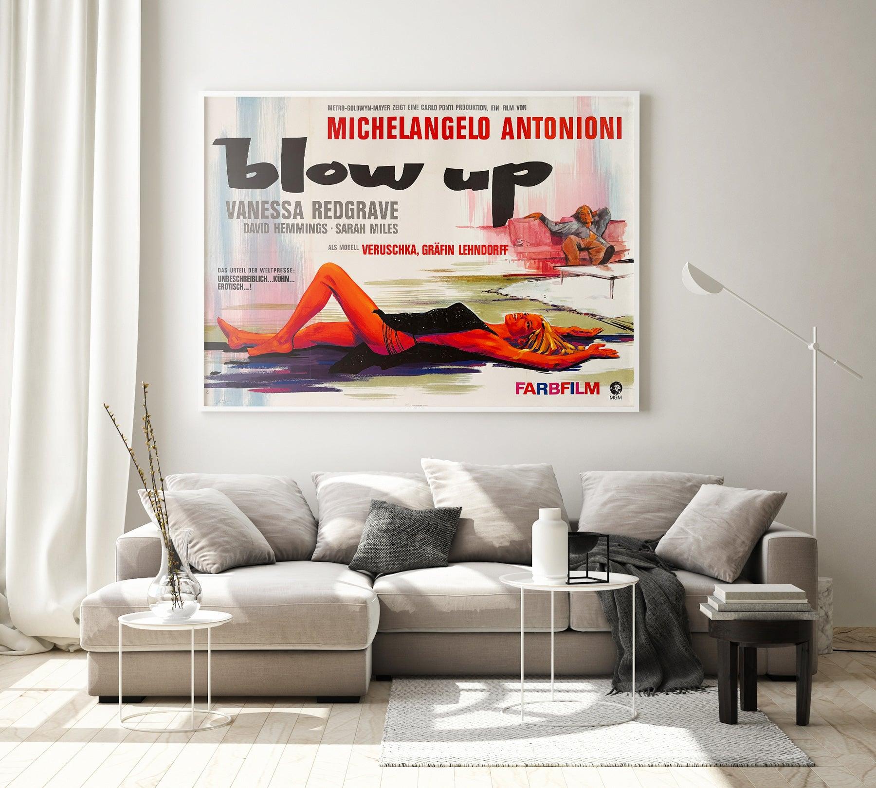 Fabelhaftes deutsches Erstveröffentlichungsplakat für den Klassiker Blow-up aus dem Jahr 1967 mit dem markanten Design von Braun auf dem beeindruckend großen deutschen A0-Plakat. Hervorragende Farben.

Dieses Vintage-Filmplakat wurde professionell