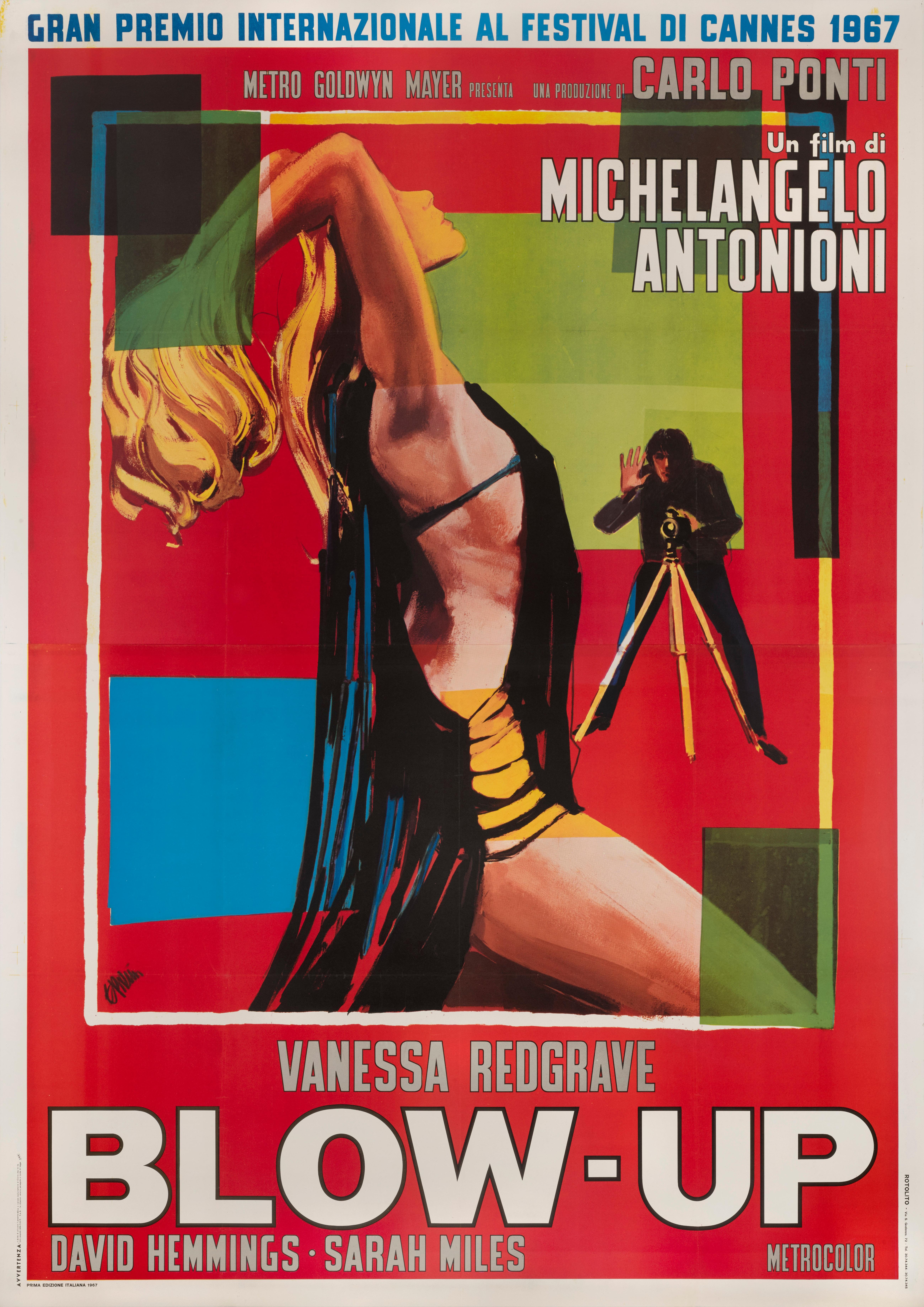 Original Italian film poster. This piece was printed in two sheets, and designed to be pasted onto billboards. Therefore only unused examples survived. This poster was designed by Ercole Brini (1913-1989).
This cult classic was directed