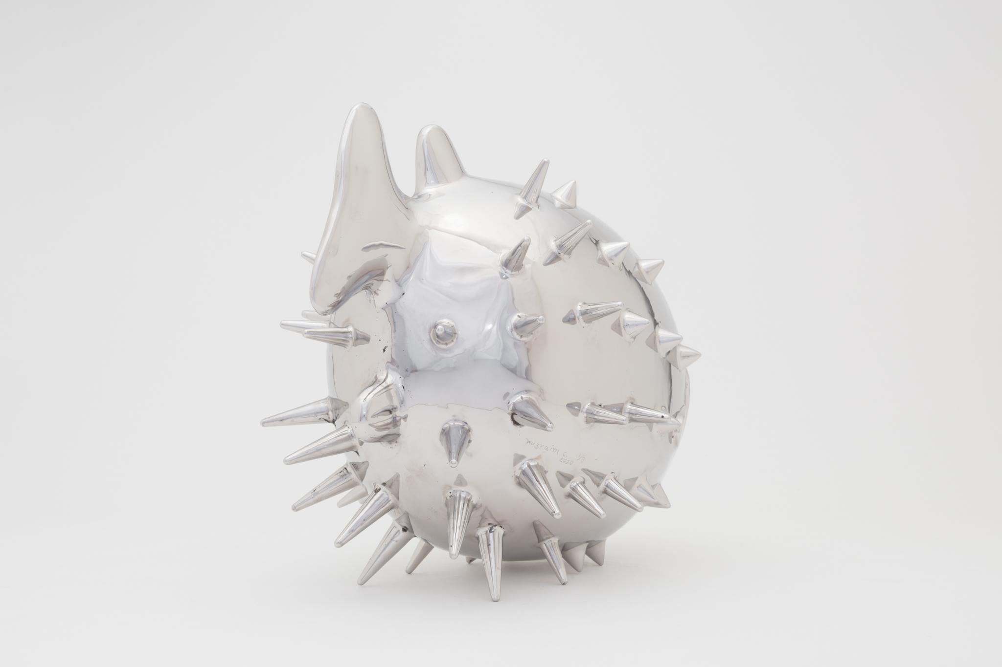 Stainless Steel Blowfish sculpture by Mizraim Cárdenas (Large) For Sale
