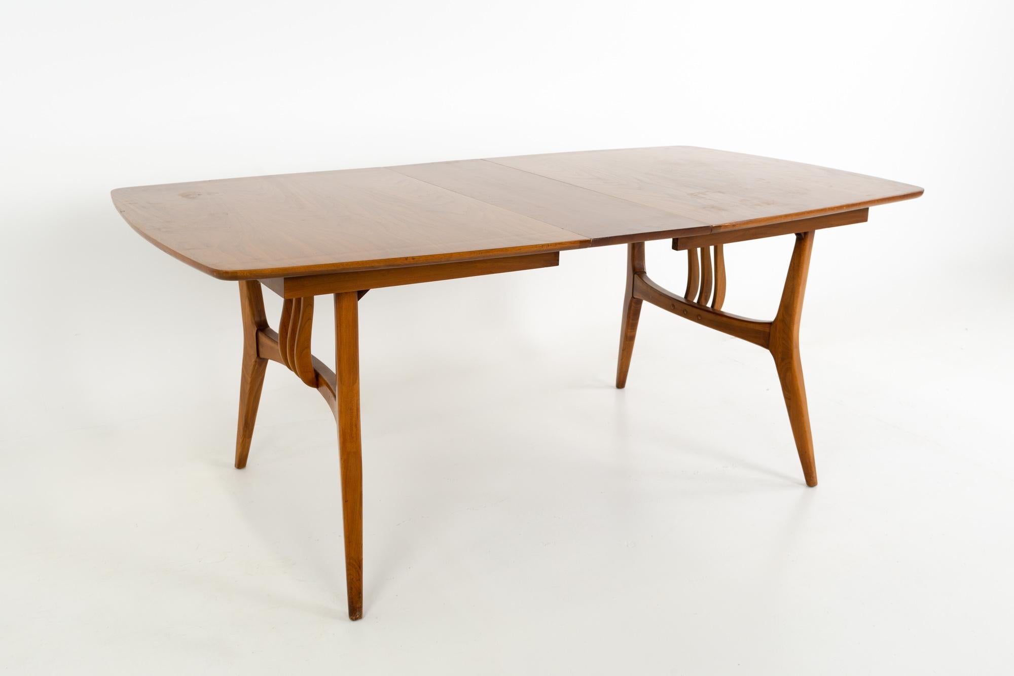 American Blowing Rock Mid Century 10 Person Walnut Surfboard Dining Table