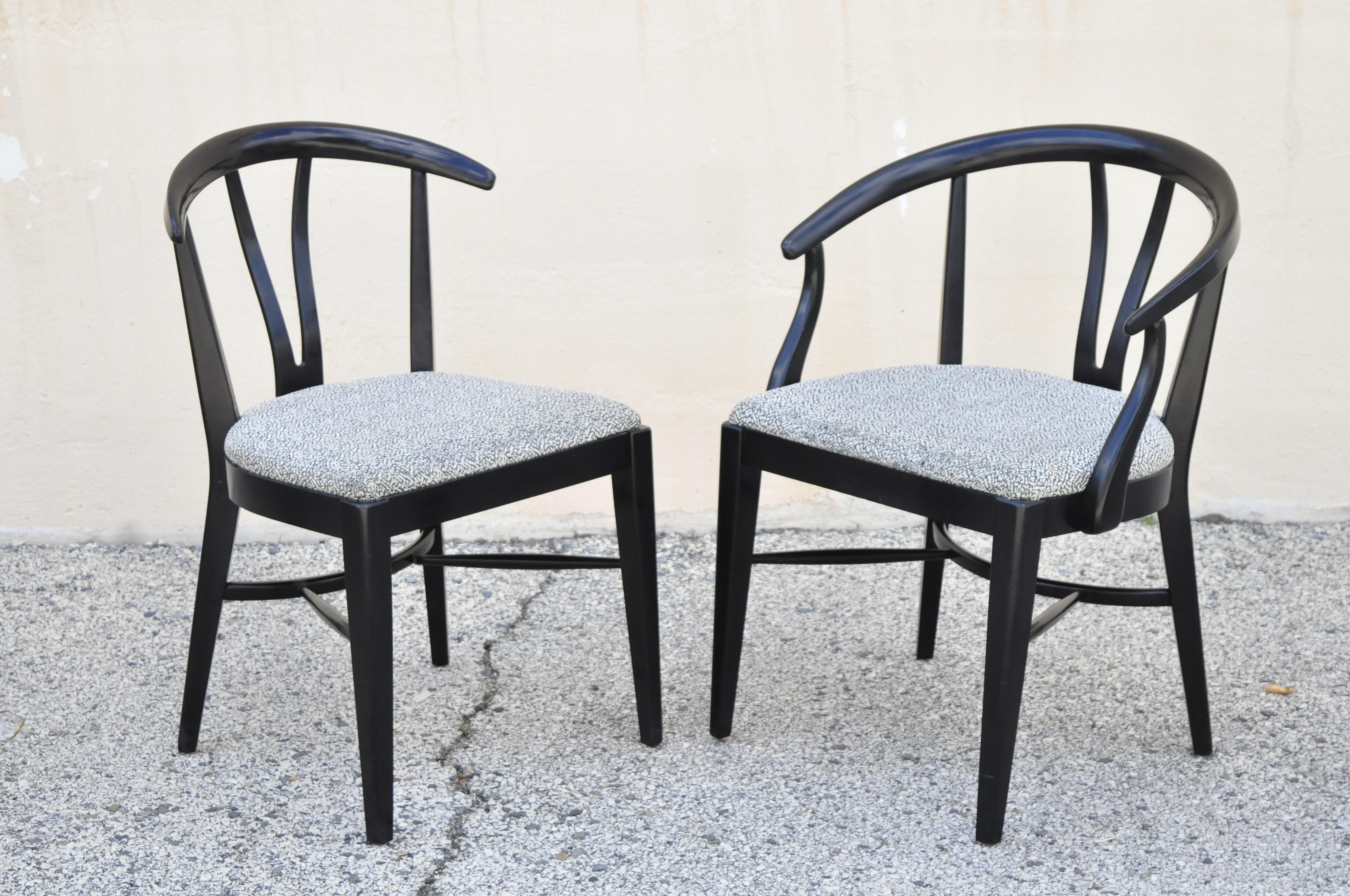 Blowing Rock Mid-Century Modern Black Lacquer Wishbone Dining Chairs, Set of 6 For Sale 3