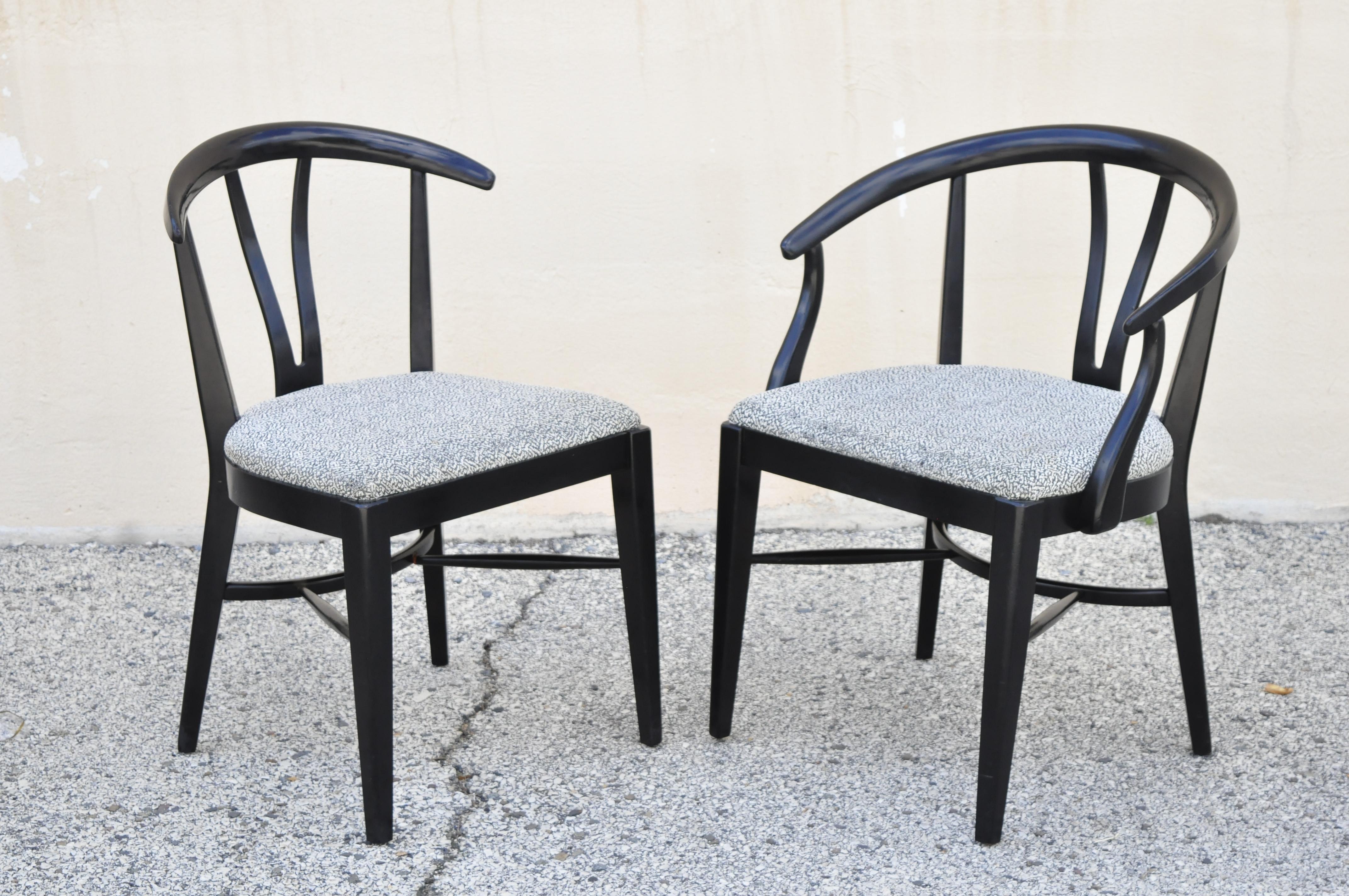 Blowing Rock Mid-Century Modern Black Lacquer Wishbone Dining Chairs, Set of 6 3