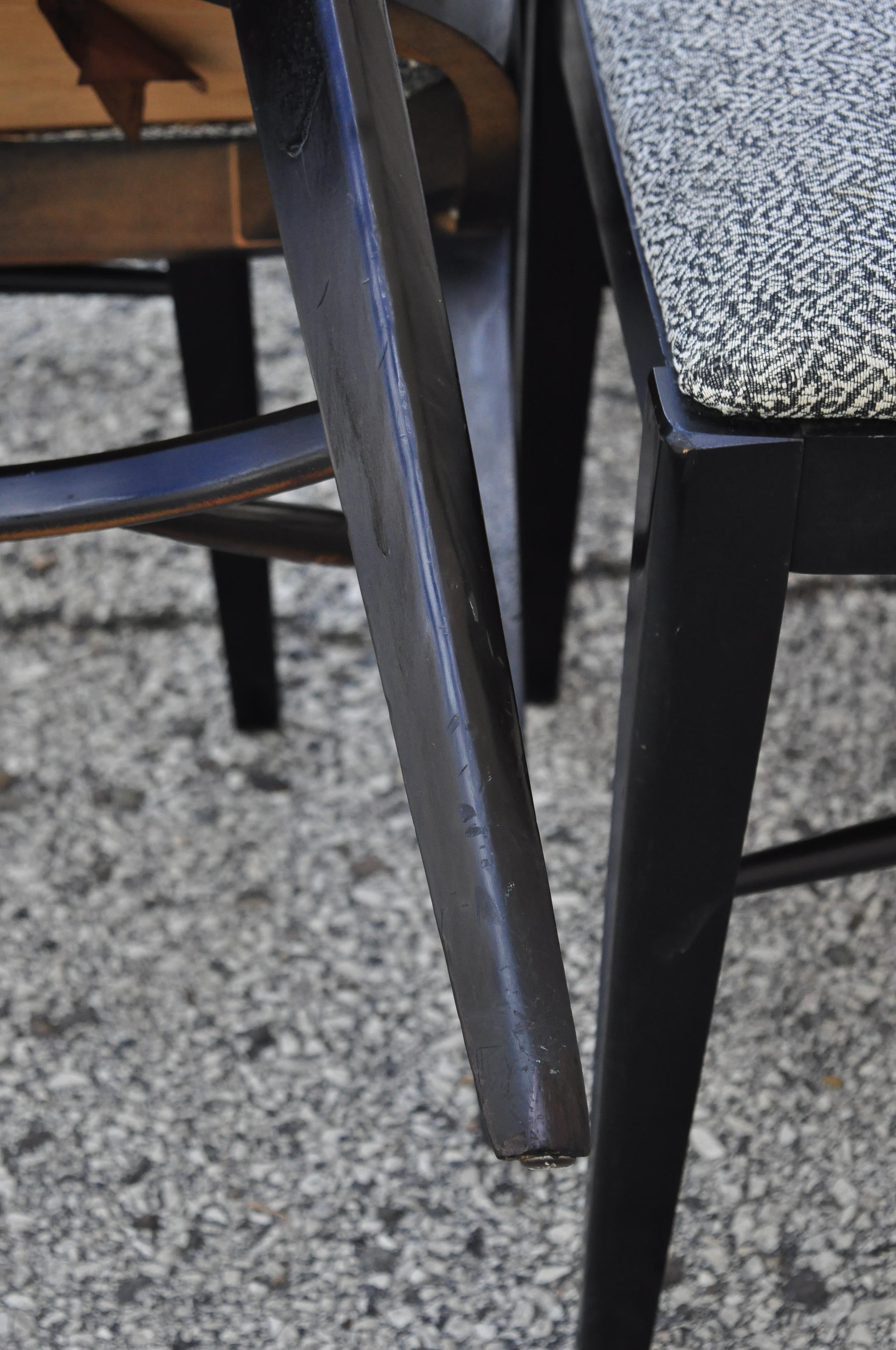 20th Century Blowing Rock Mid-Century Modern Black Lacquer Wishbone Dining Chairs, Set of 6