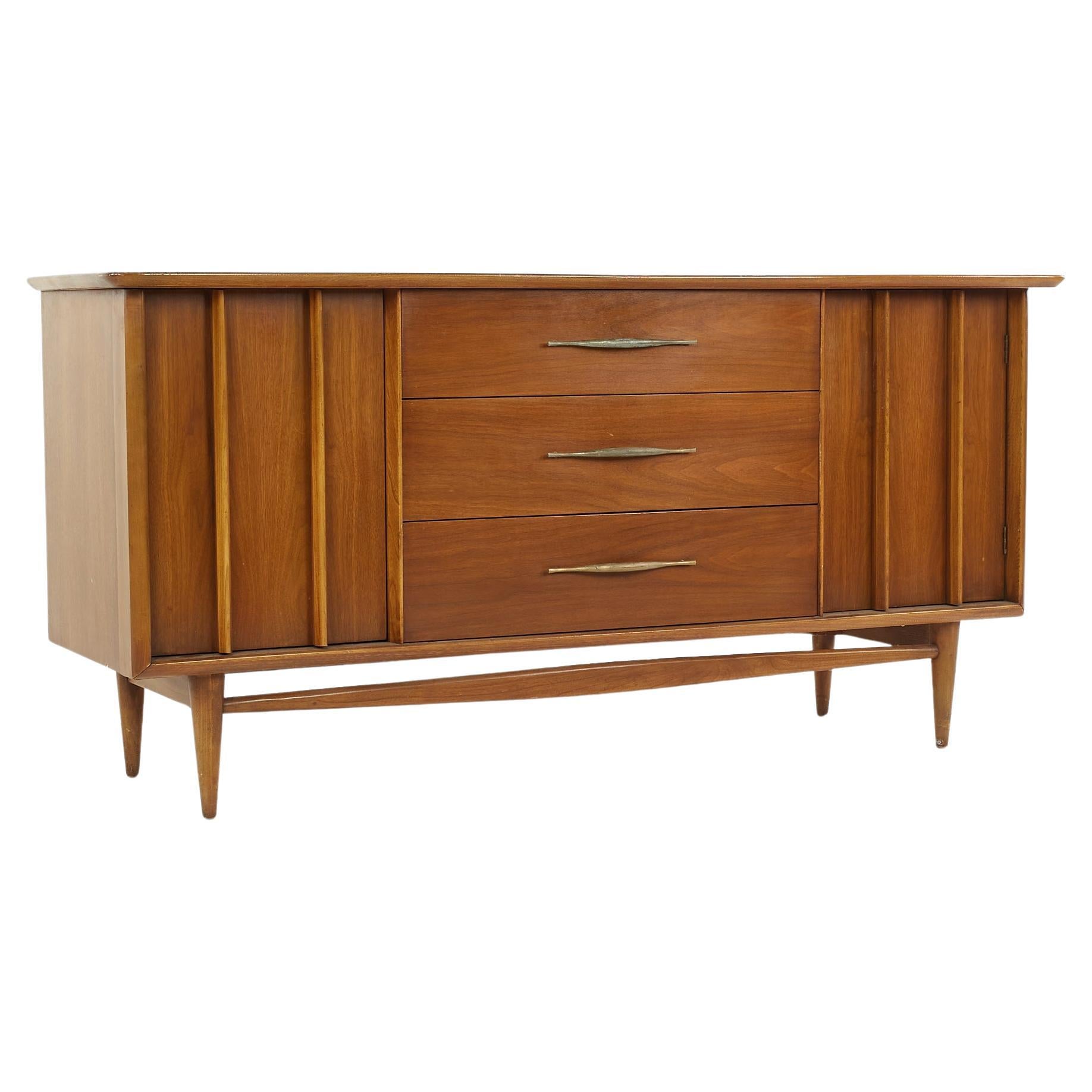 MidCentury Modern Walnut Cane and Teak Sideboard Credenza Buffet at