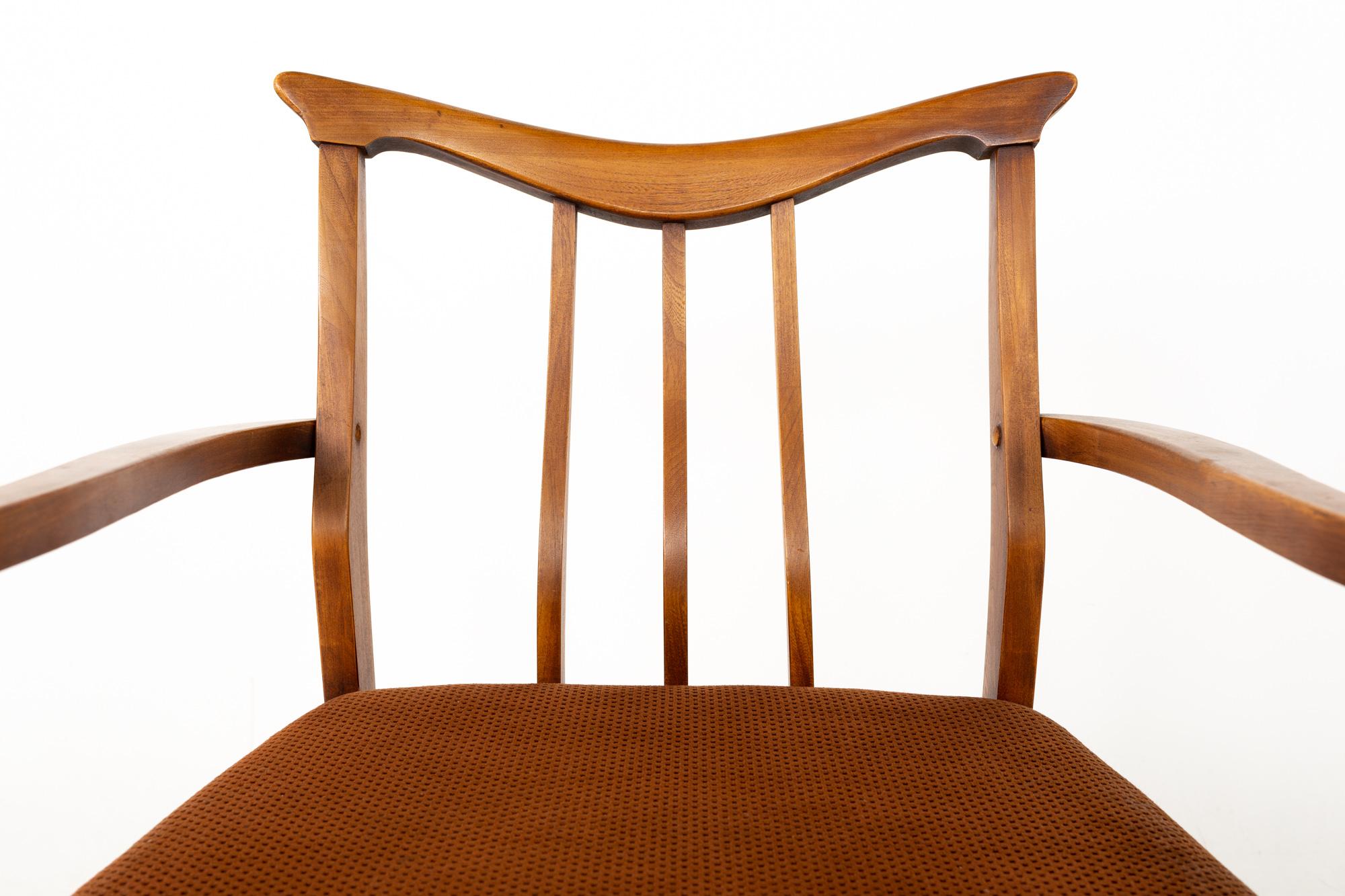 Blowing Rock Mid Century Walnut Dining Chairs, Set of 6 6