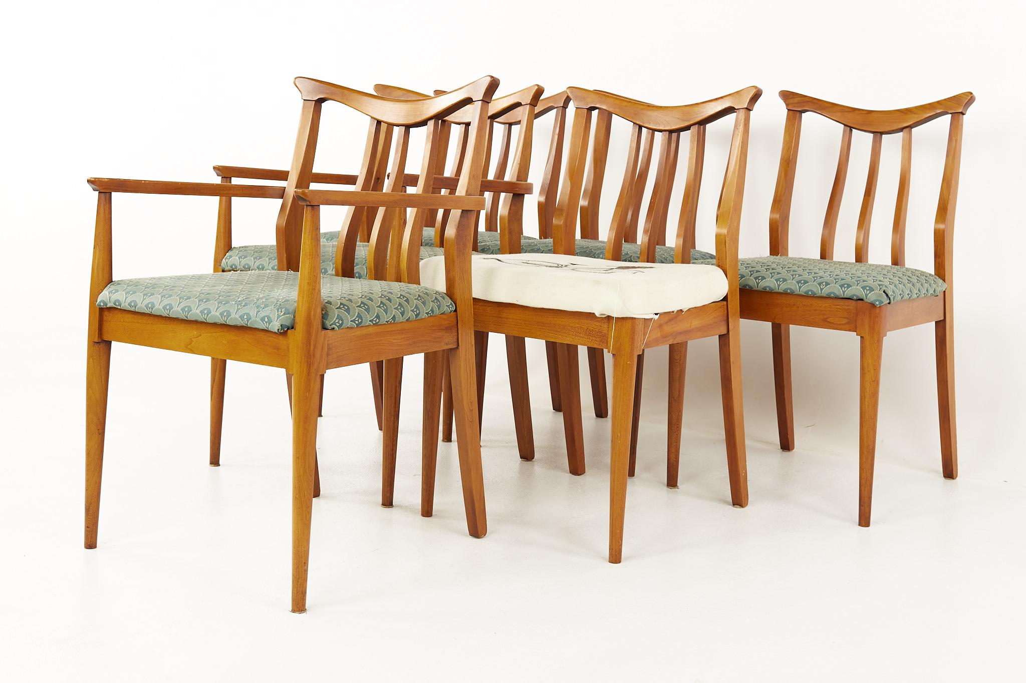 Mid-Century Modern Blowing Rock Mid Century Walnut Dining Chairs, Set of 6