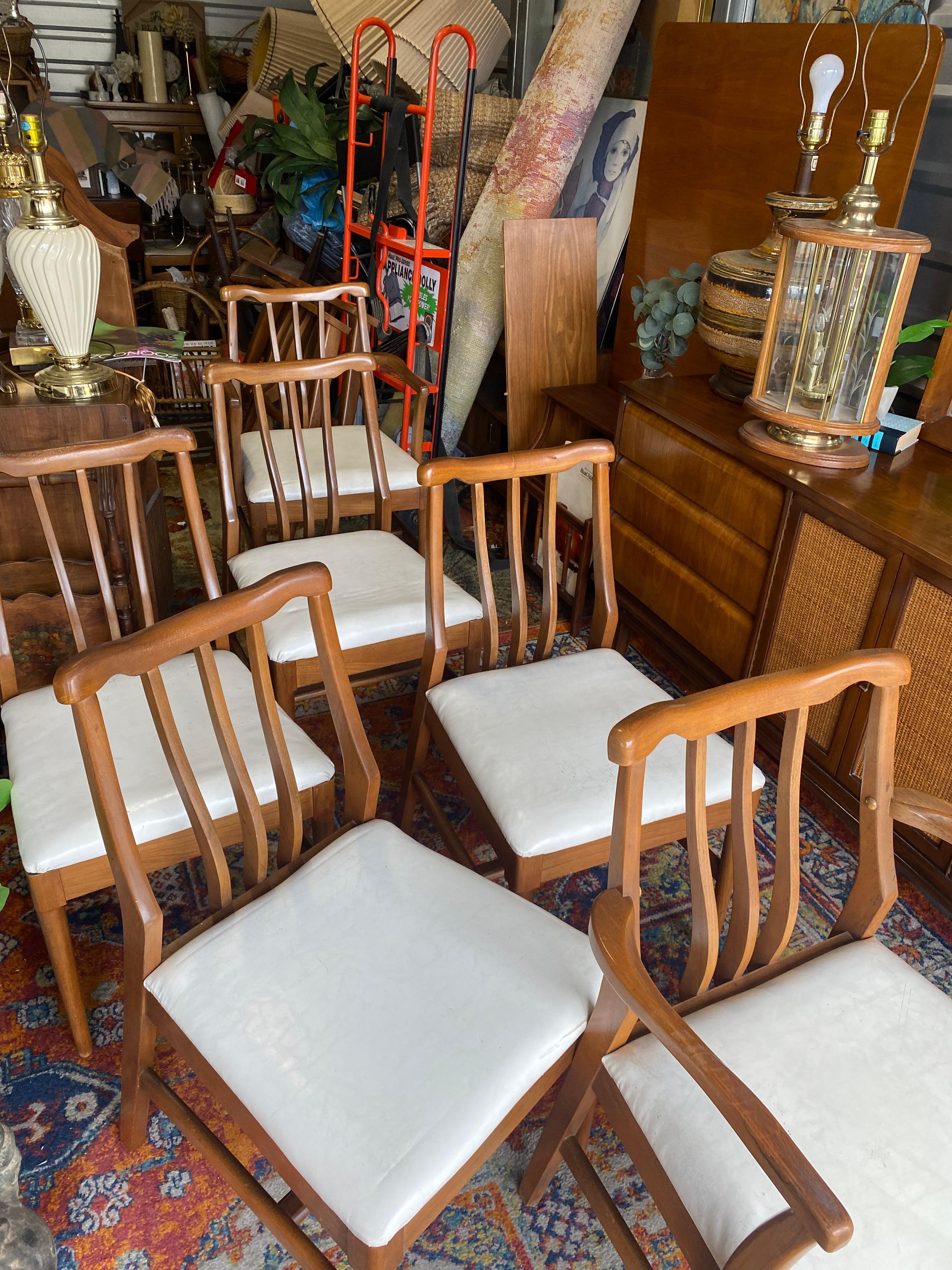 Mid-Century Modern Blowing Rock Midcentury Walnut Dining Chairs, Set of 6