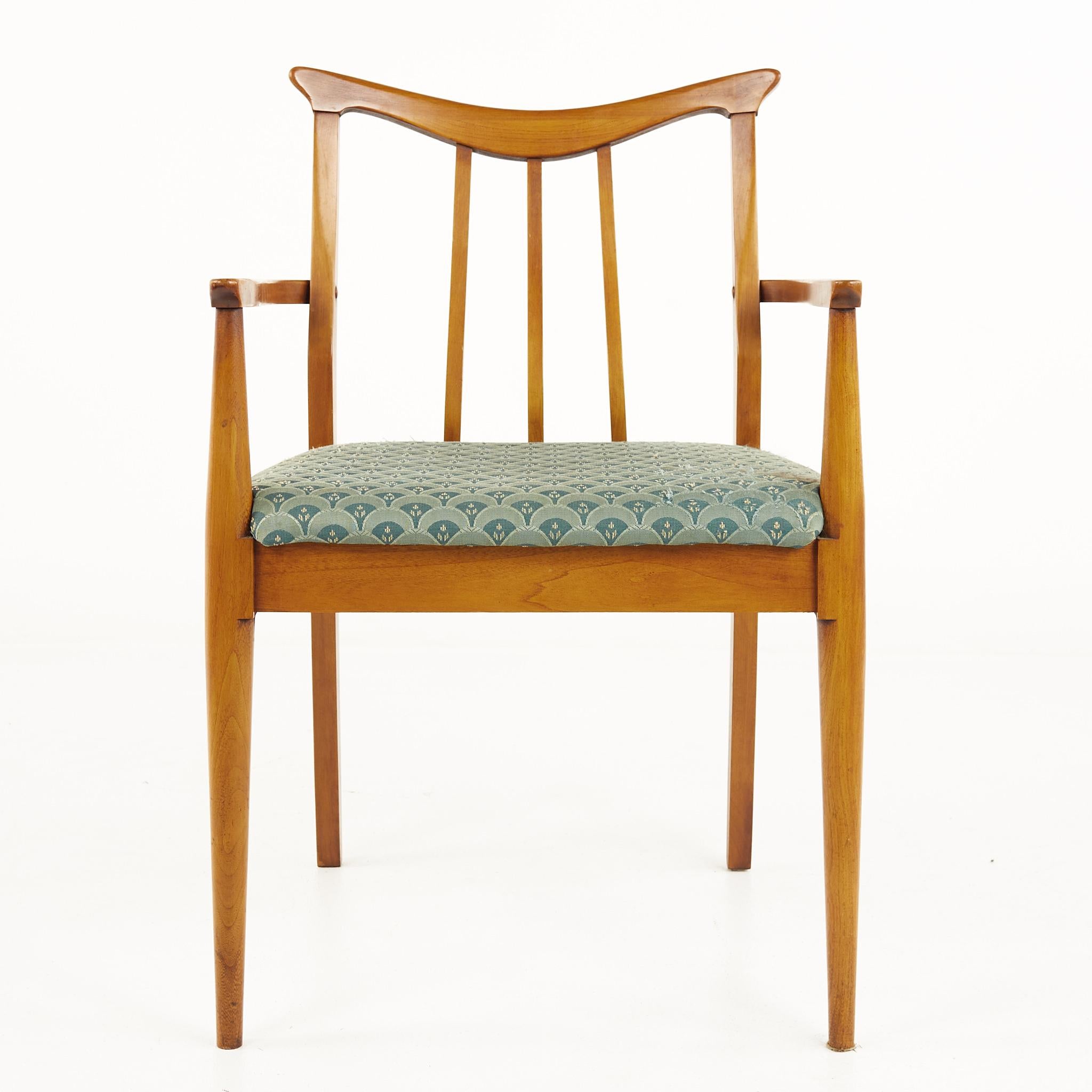 Blowing Rock Mid Century Walnut Dining Chairs, Set of 6 In Good Condition In Countryside, IL