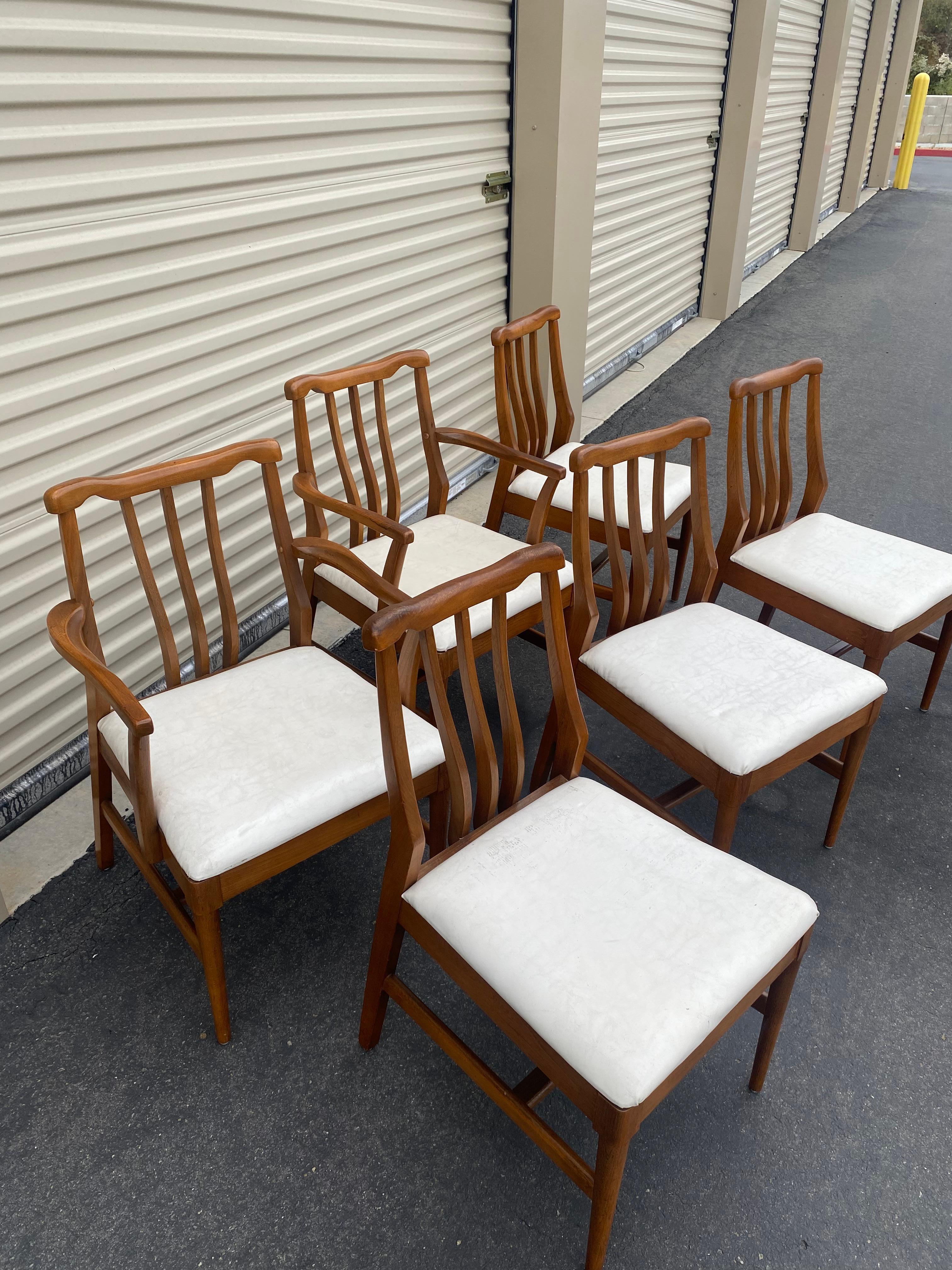 Mid-20th Century Blowing Rock Midcentury Walnut Dining Chairs, Set of 6