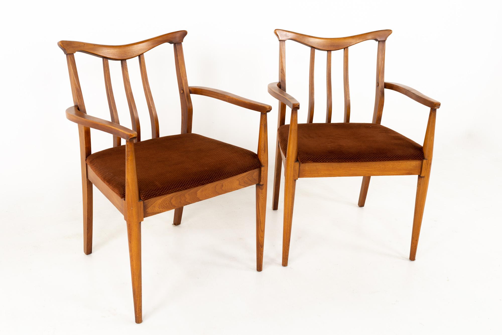 American Blowing Rock Mid Century Walnut Dining Chairs, Set of 6