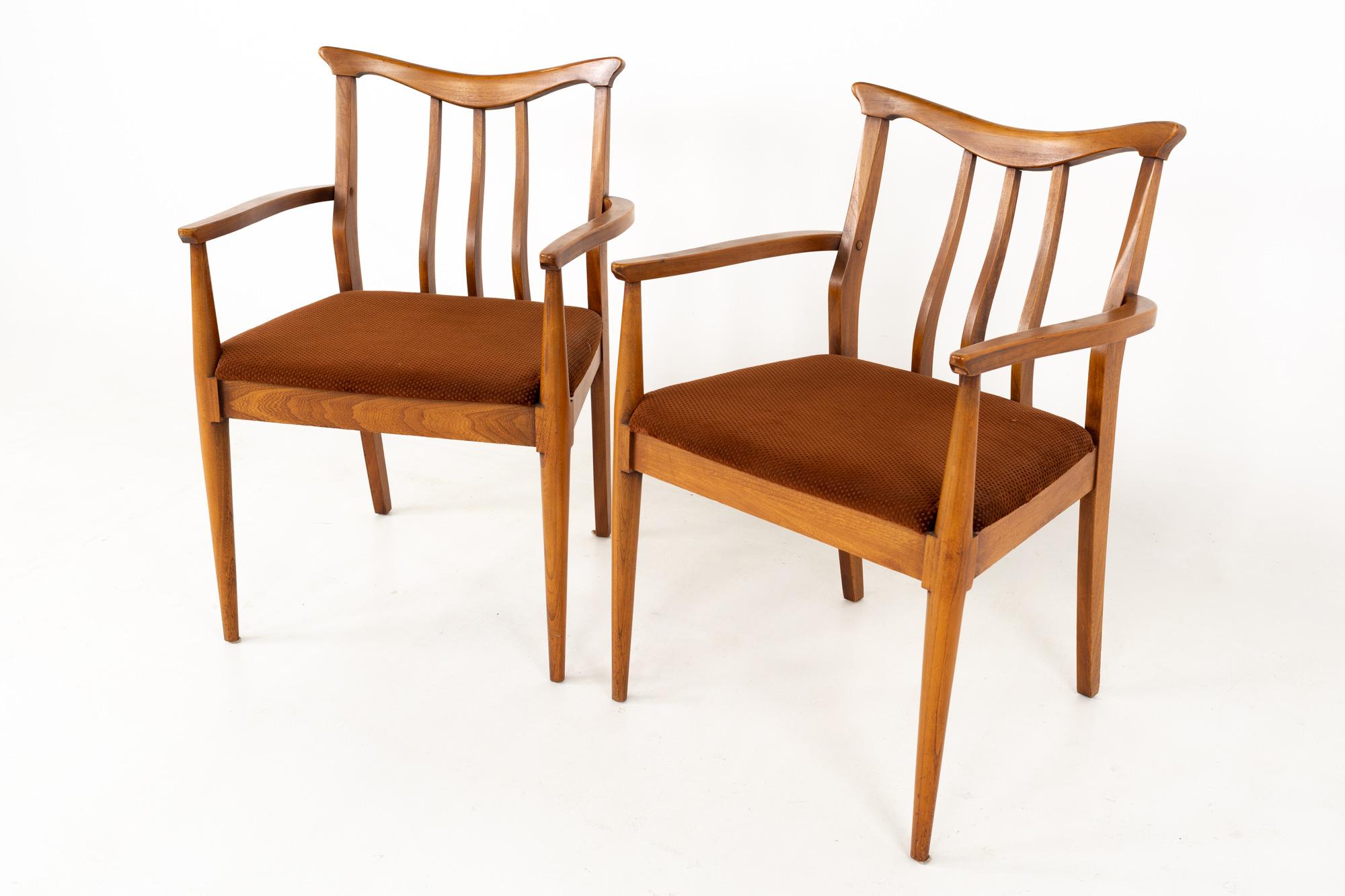 Blowing Rock Mid Century Walnut Dining Chairs, Set of 6 In Good Condition In Countryside, IL