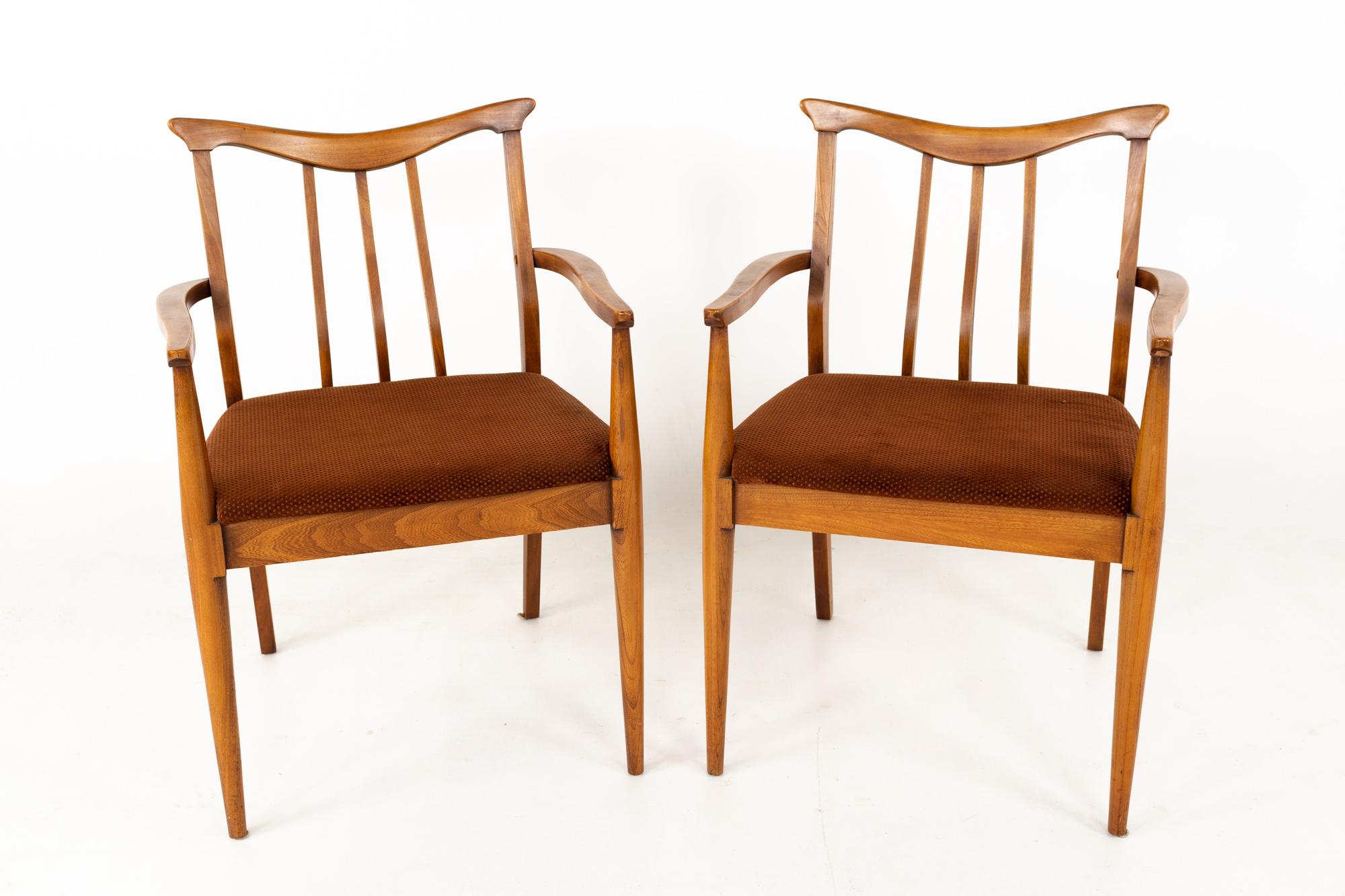Late 20th Century Blowing Rock Mid Century Walnut Dining Chairs, Set of 6