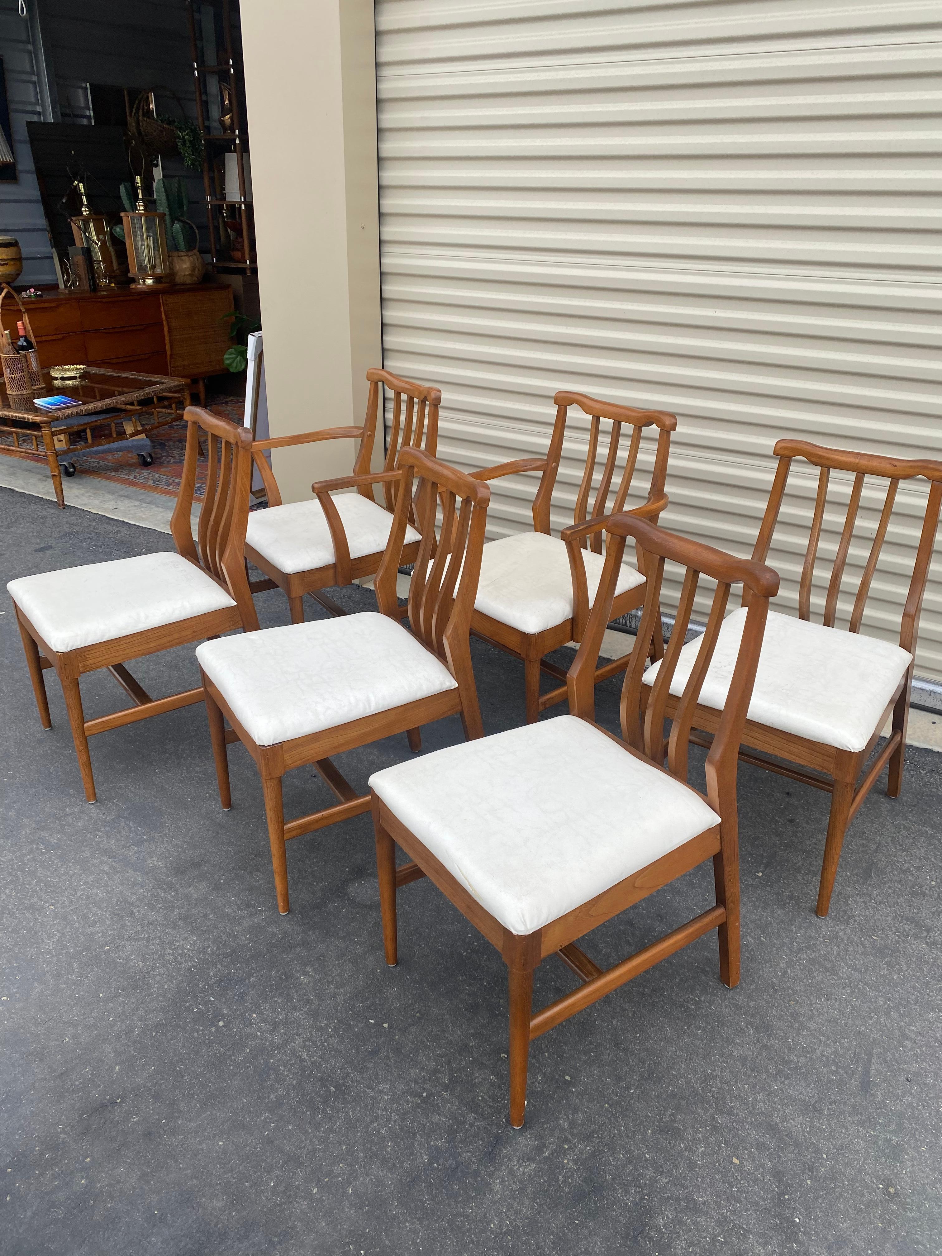 Blowing Rock Midcentury Walnut Dining Chairs, Set of 6 3