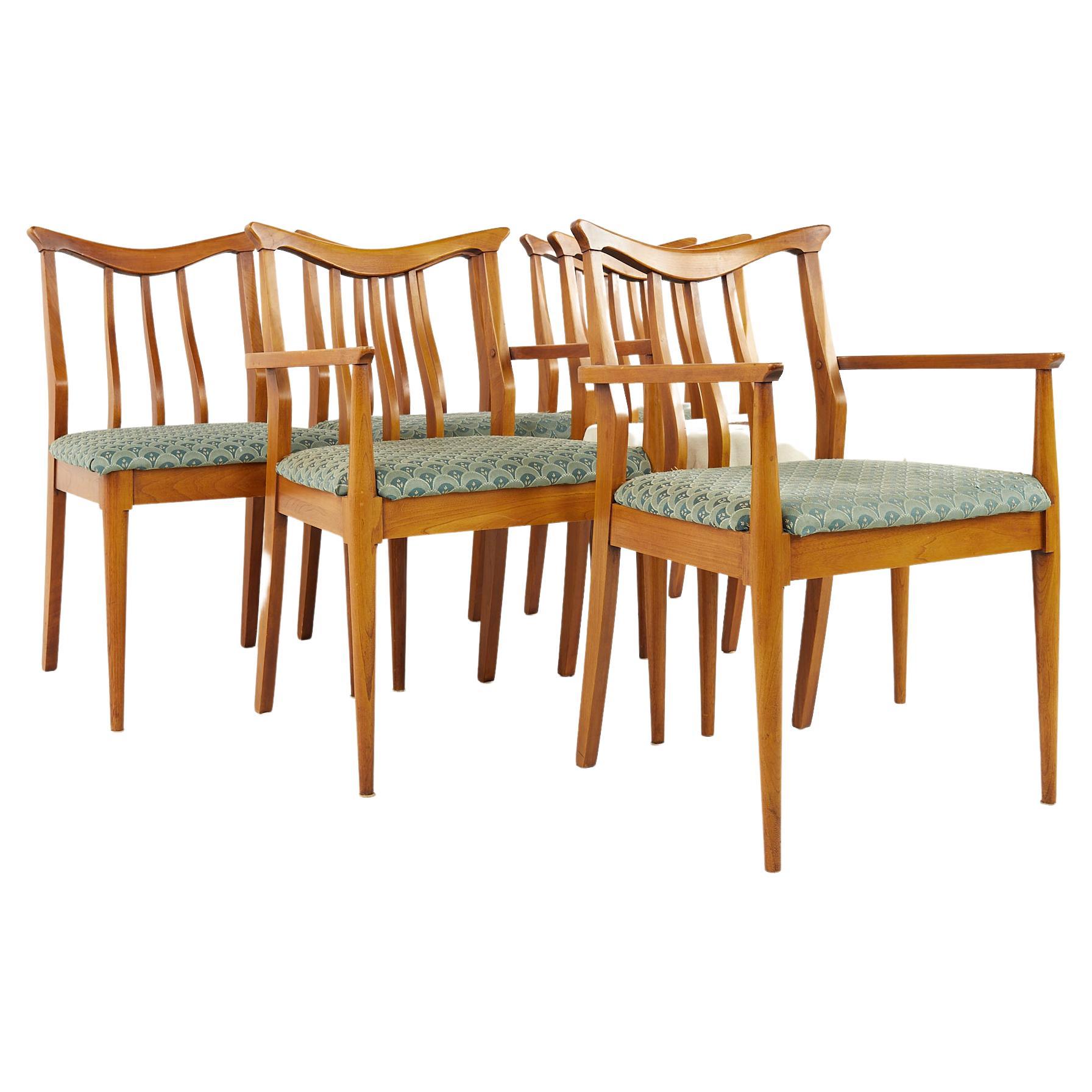 Blowing Rock Mid Century Walnut Dining Chairs, Set of 6