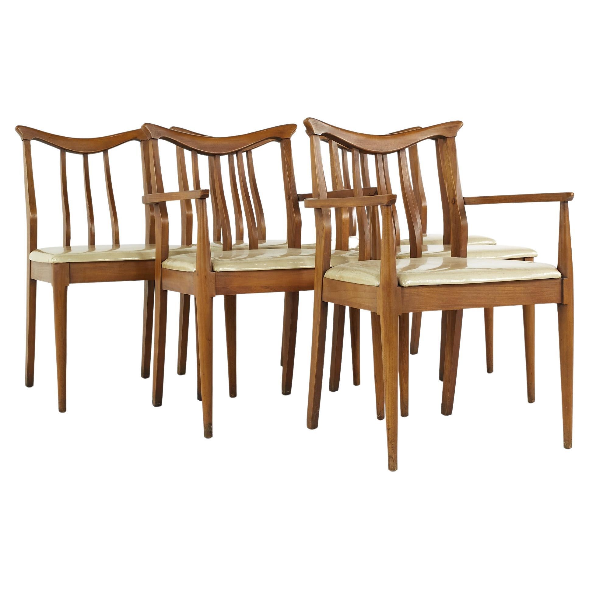 Mid Century Walnut Dining Chairs, Set of 6 For Sale at 1stDibs