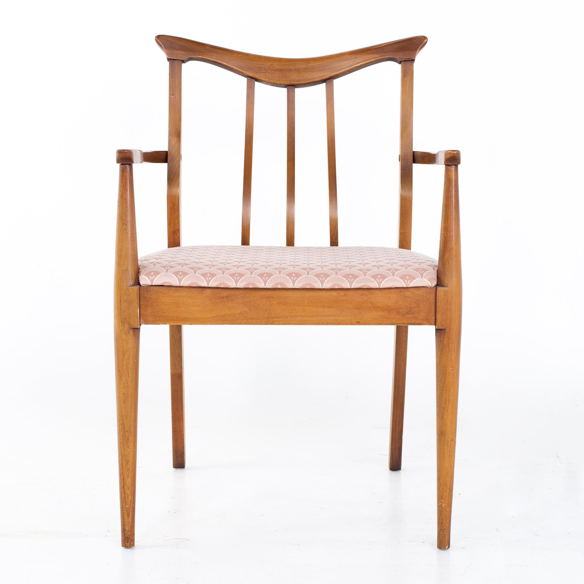 Blowing Rock Mid Century Walnut Dining Chairs, Set of 8 In Good Condition In Countryside, IL