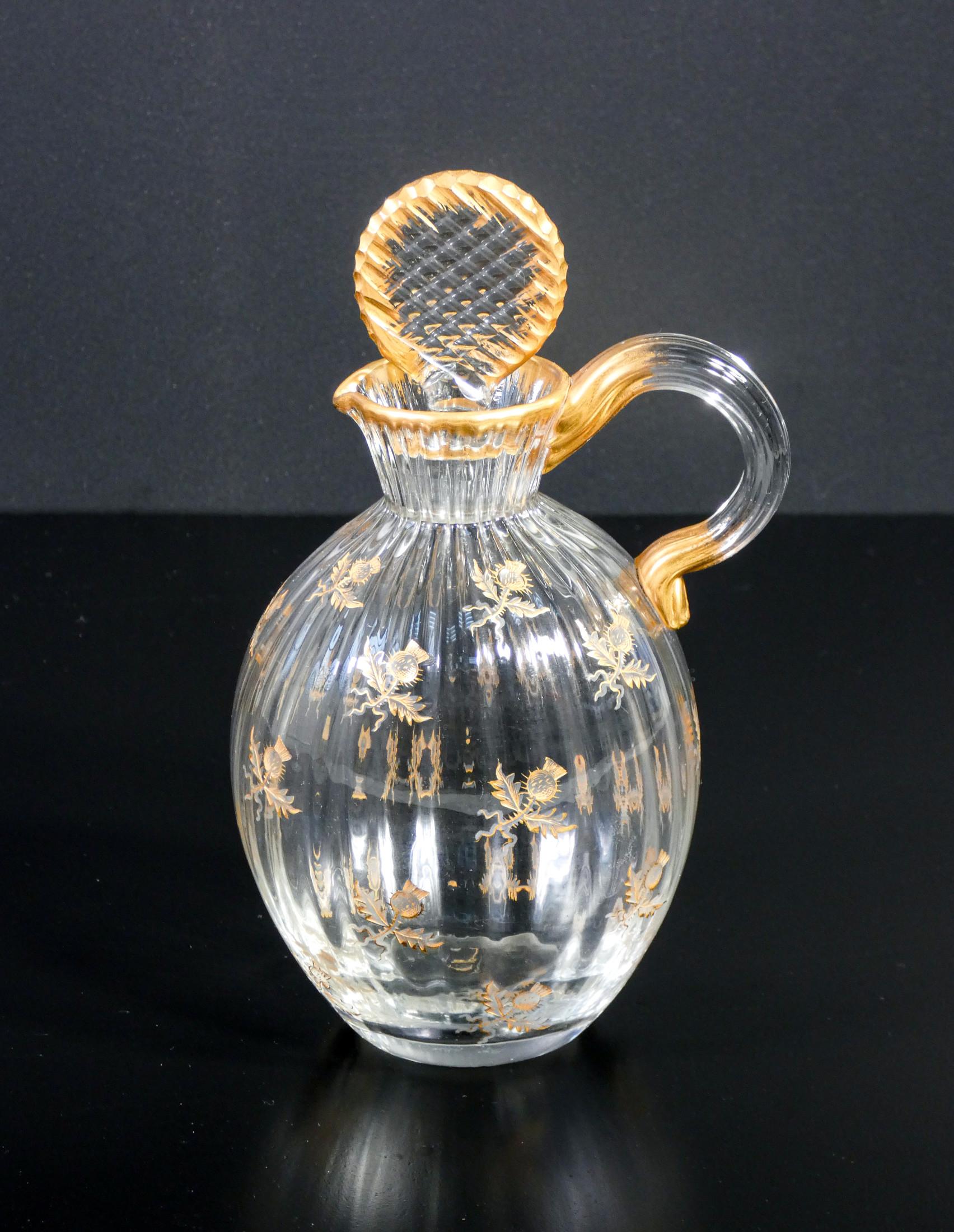 European Blown and Engraved Glass Pourer, Daum Nancy, from the 'Service Ducal', 1891