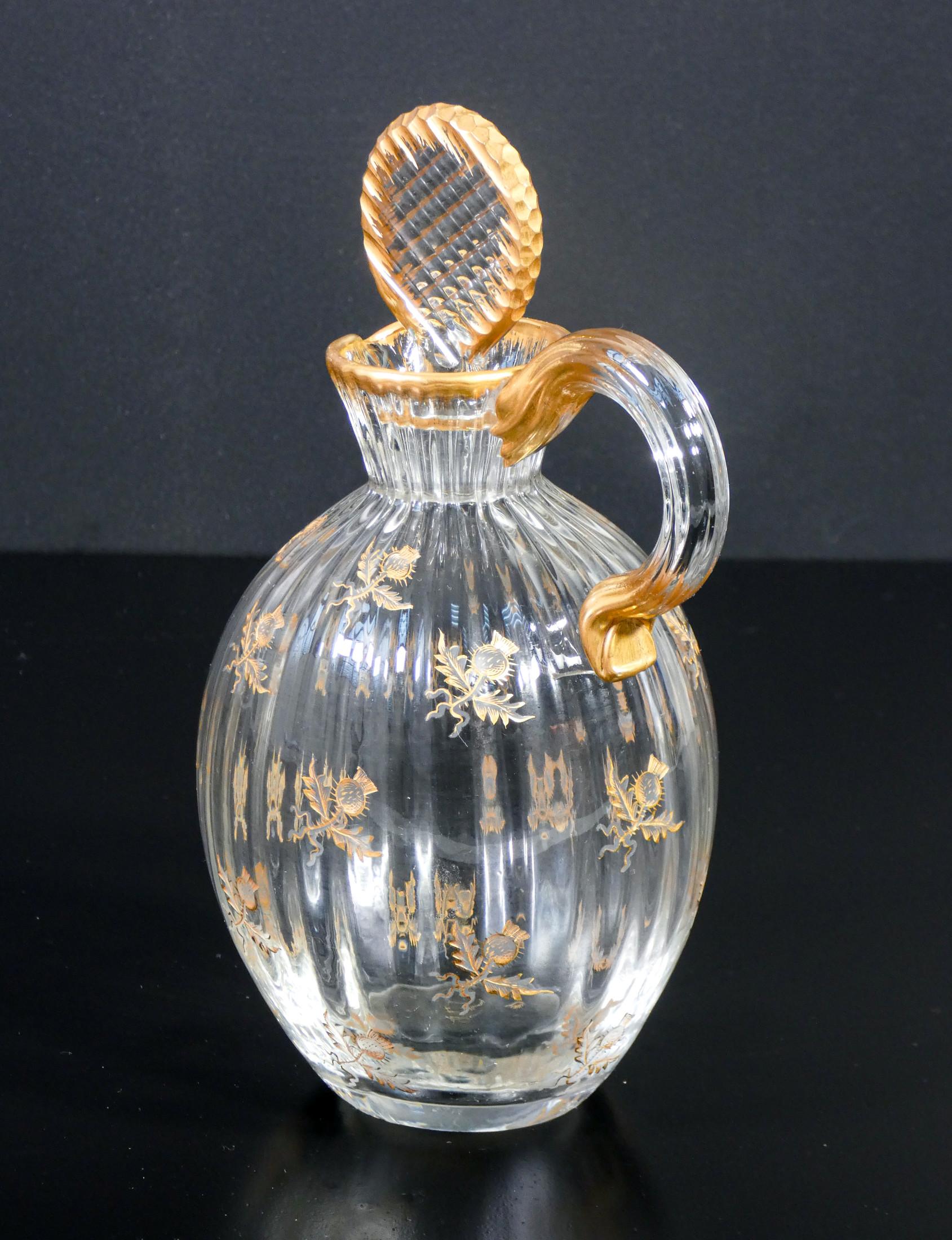 Blown and Engraved Glass Pourer, Daum Nancy, from the 'Service Ducal', 1891 In Good Condition In Torino, IT