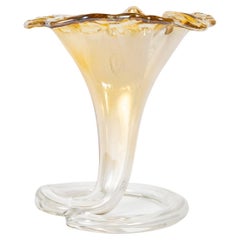 Blown and Iridescent Glass Vase, Murano, 20th Century.
