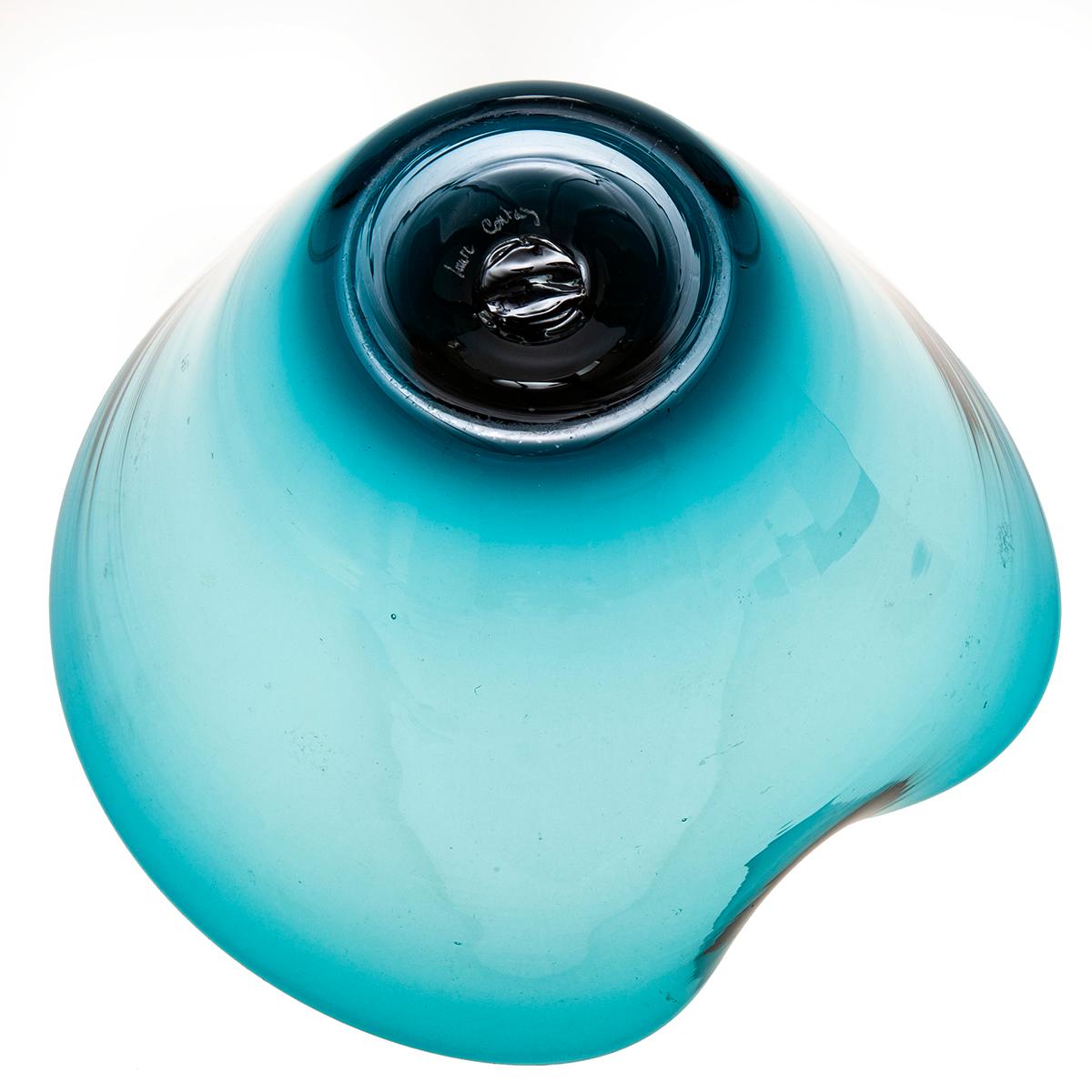 Blown Aqua Glass Bowl For Sale 1