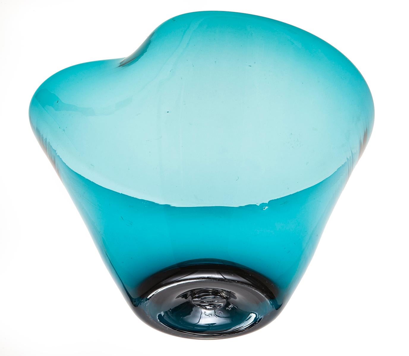 Blown Aqua Glass Bowl For Sale 2