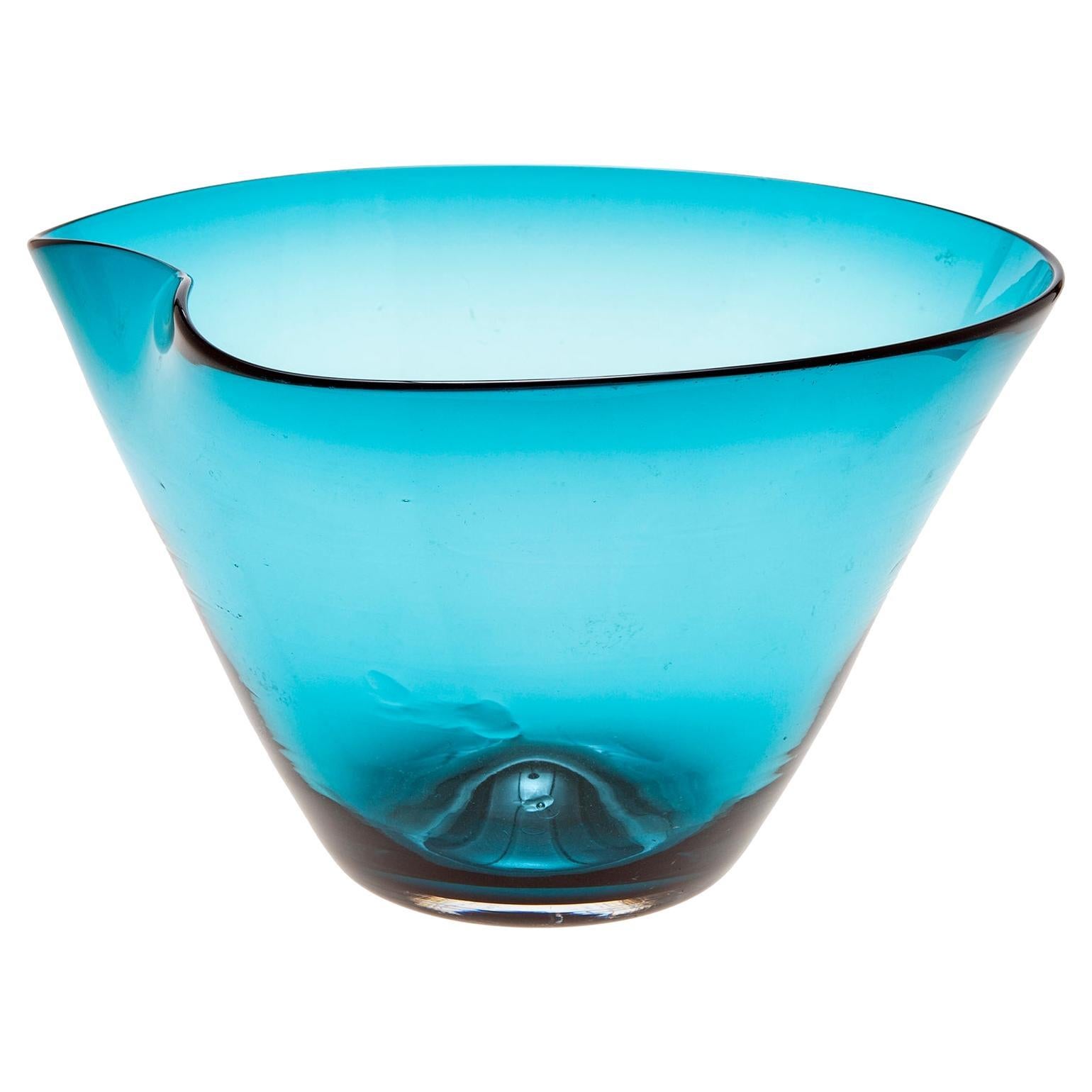 Blown Aqua Glass Bowl For Sale