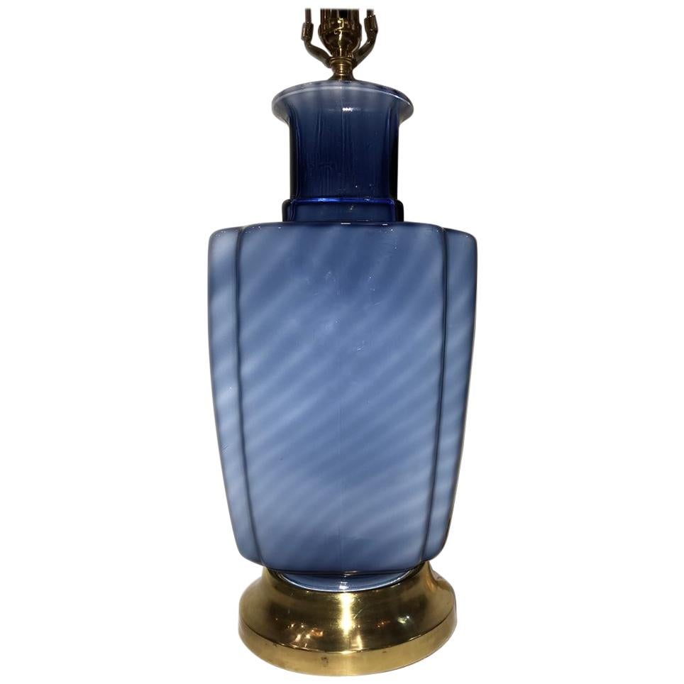 Blown Blue Glass Table Lamp