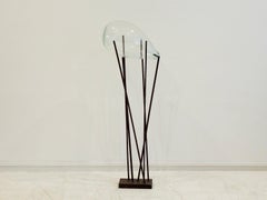 Sculpture en verre soufflé incolore et métal de Xavier Carrere