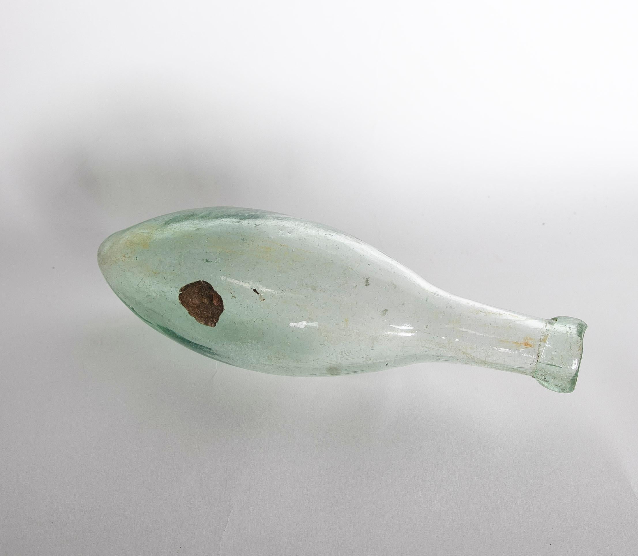 European Blown Crystal Bottle with Elongated Shape For Sale