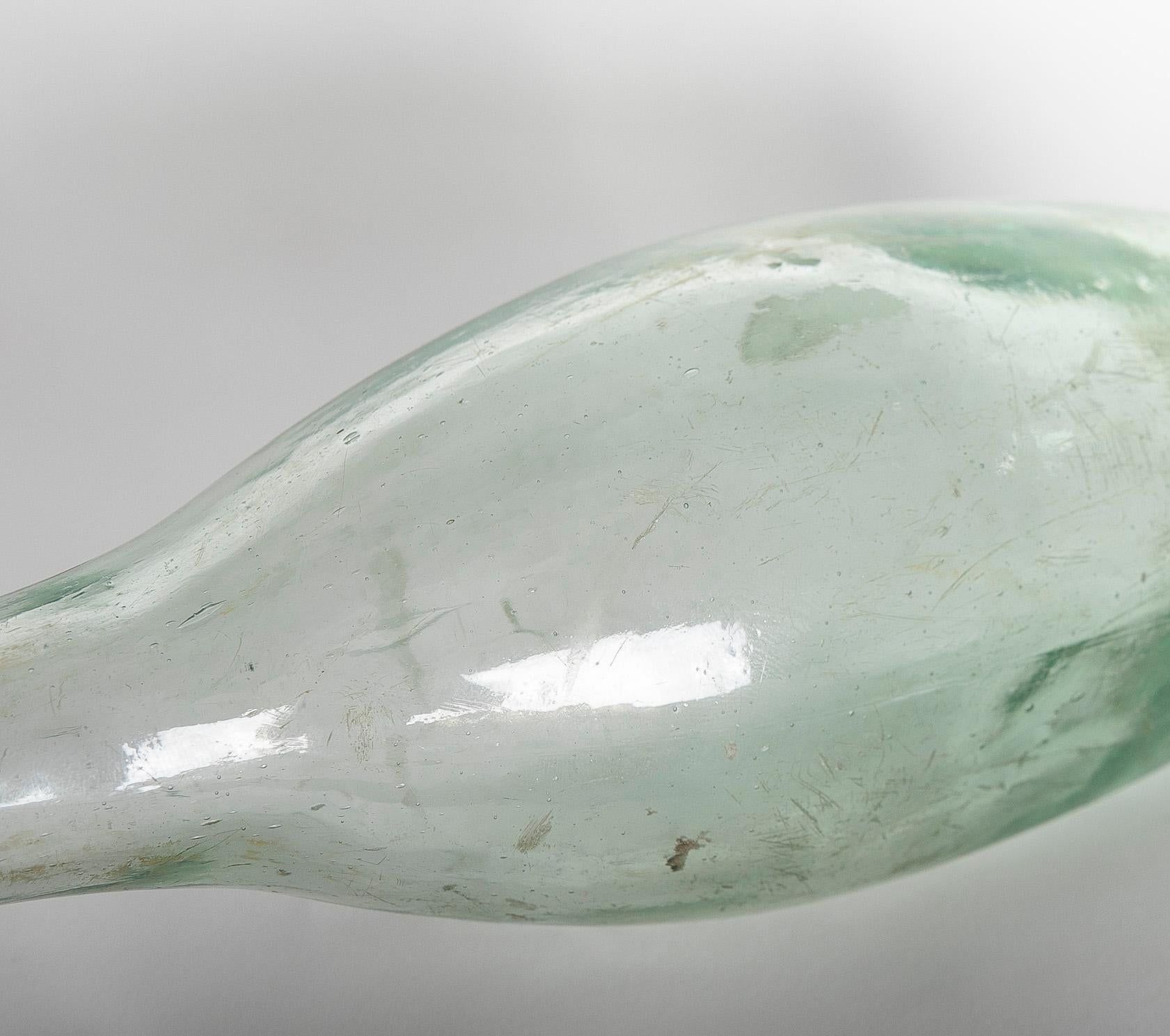 Glass Blown Crystal Bottle with Elongated Shape For Sale