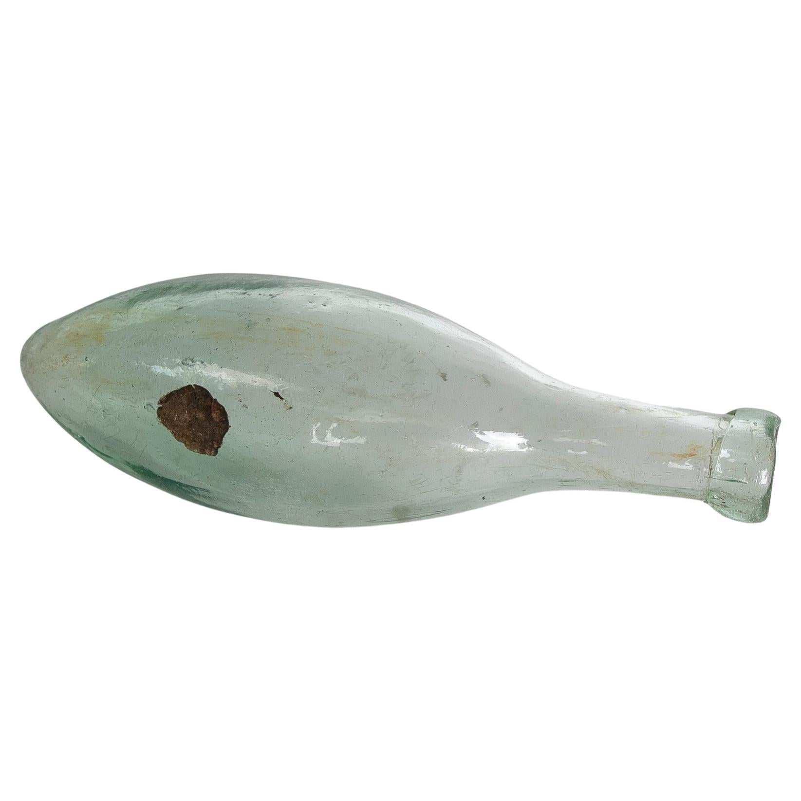 Blown Crystal Bottle with Elongated Shape For Sale