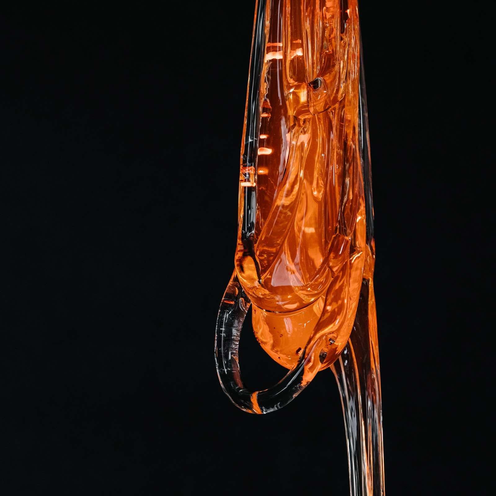 Blown Crystal Glass & Leather Pendant Lamp, Dew Drops by Boris Klimek for Bomma For Sale 3