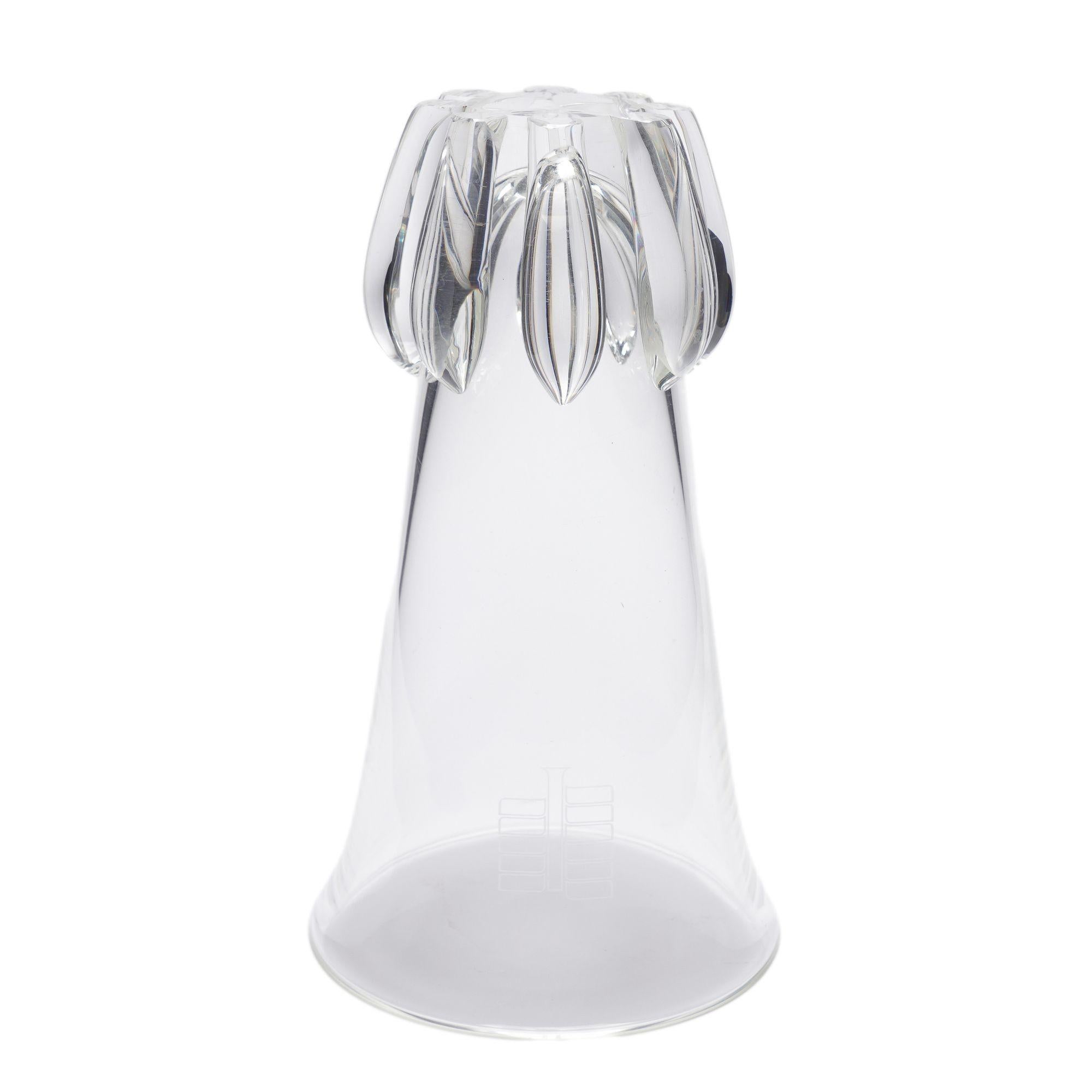 20th Century Blown & etched glass lotus vase by Steuben, c. 1942