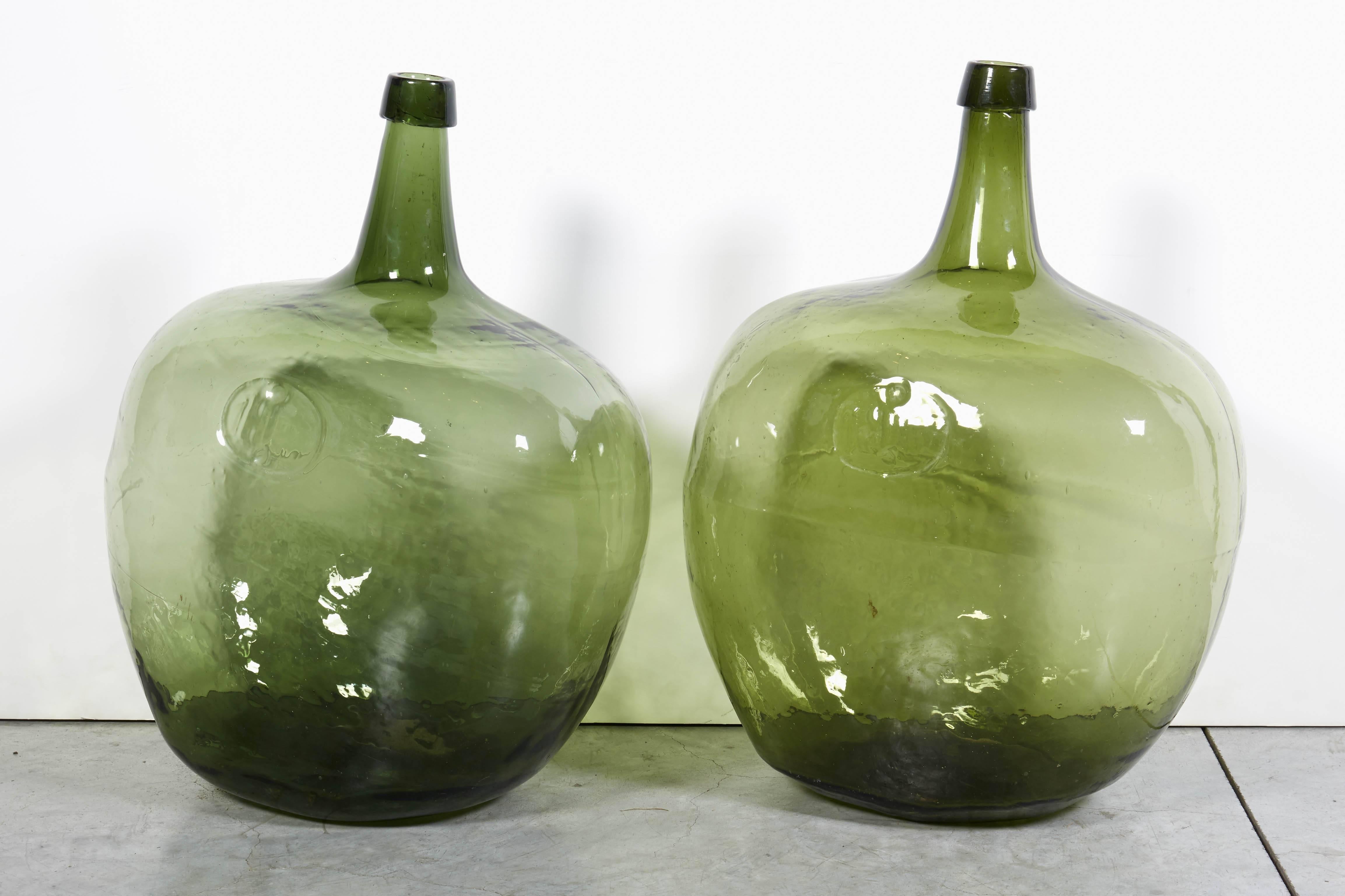 French Blown Glass 19th Century Demijohns