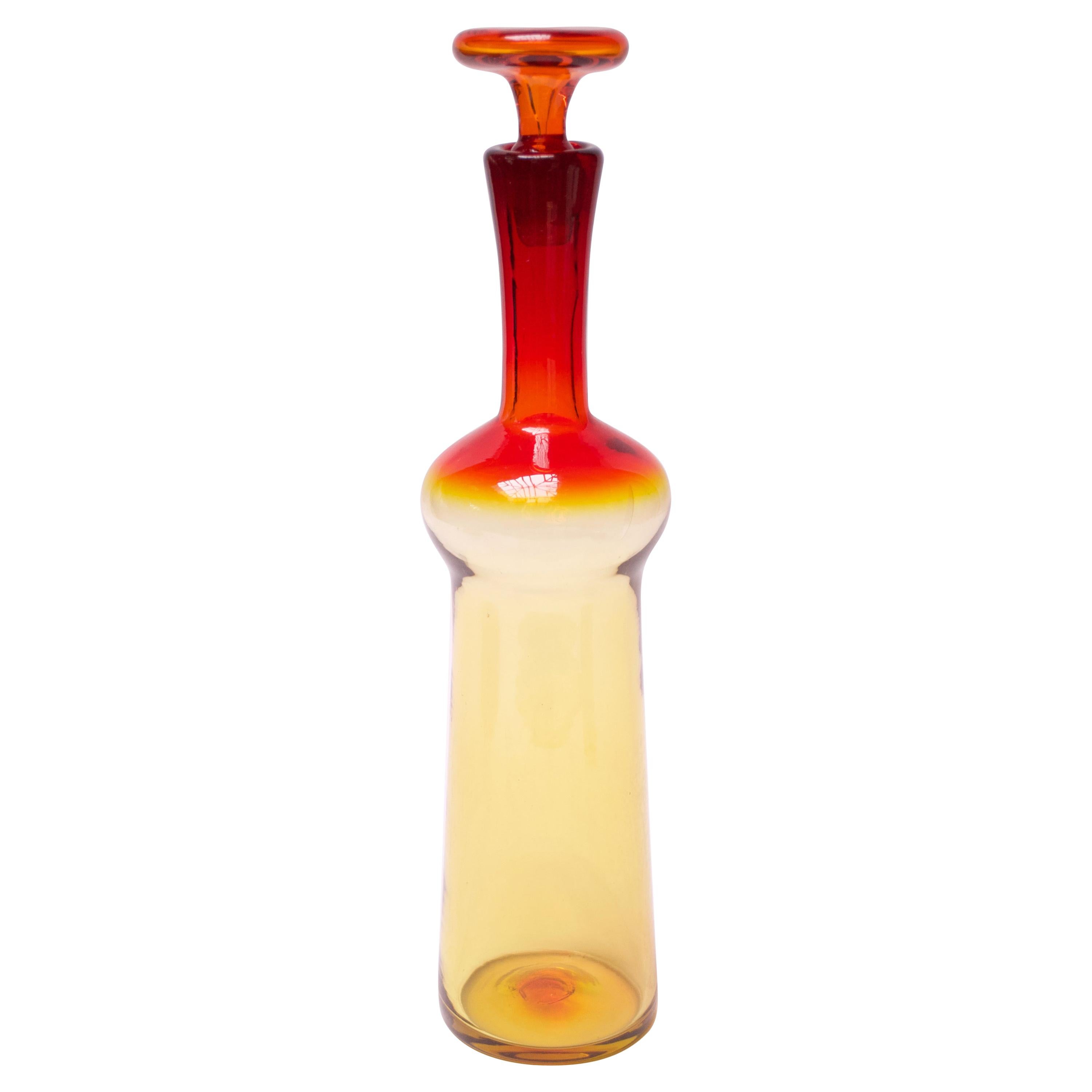 Blown Glass Amberina Decanter with Stopper by Wayne Husted for Blenko