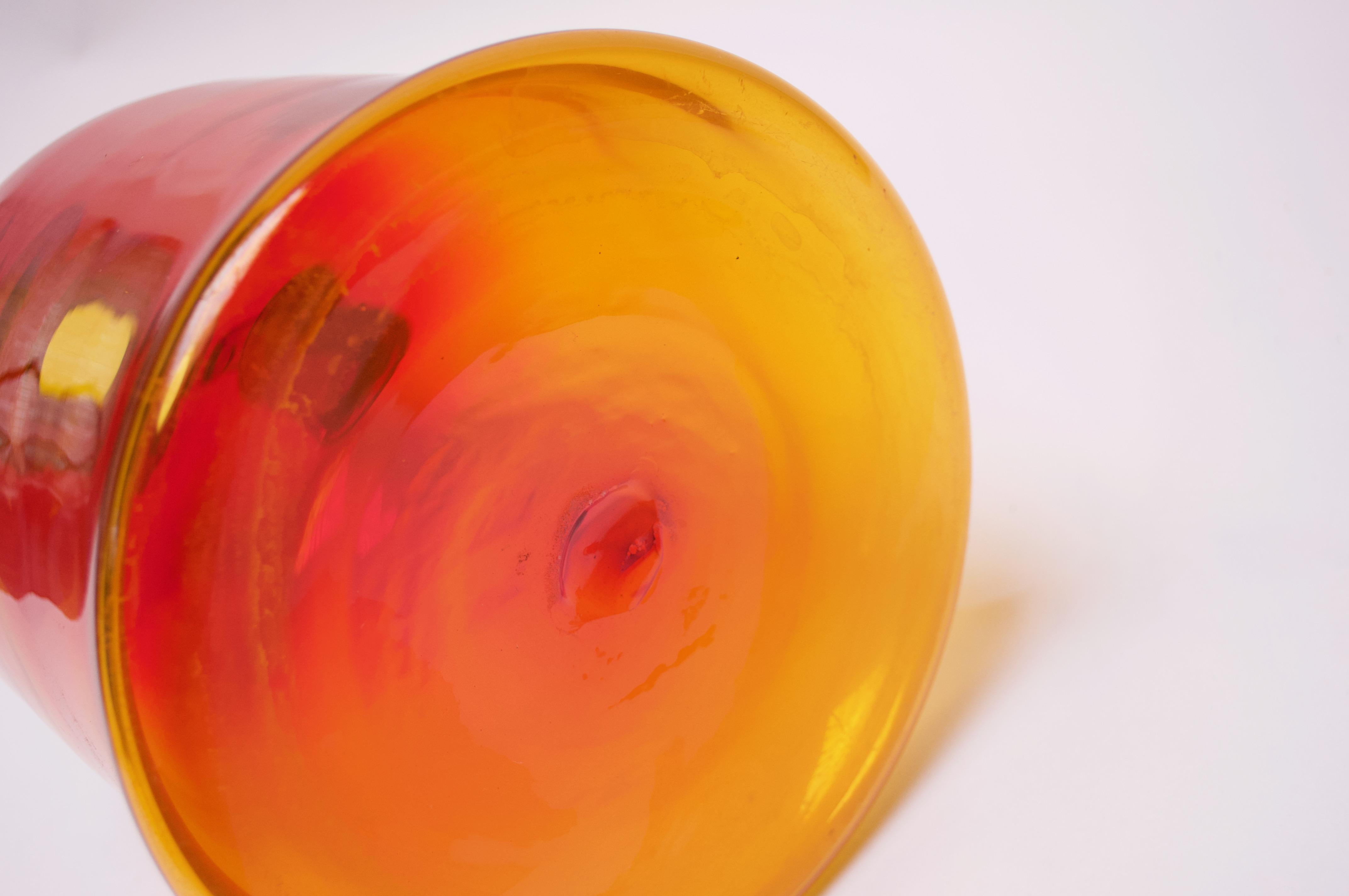 Blown Glass Amberina Tangerine Jug Designed by John Nickerson for Blenko For Sale 2