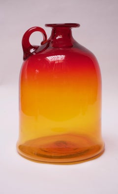 Blown Glass Amberina Tangerine Jug Designed by John Nickerson for Blenko