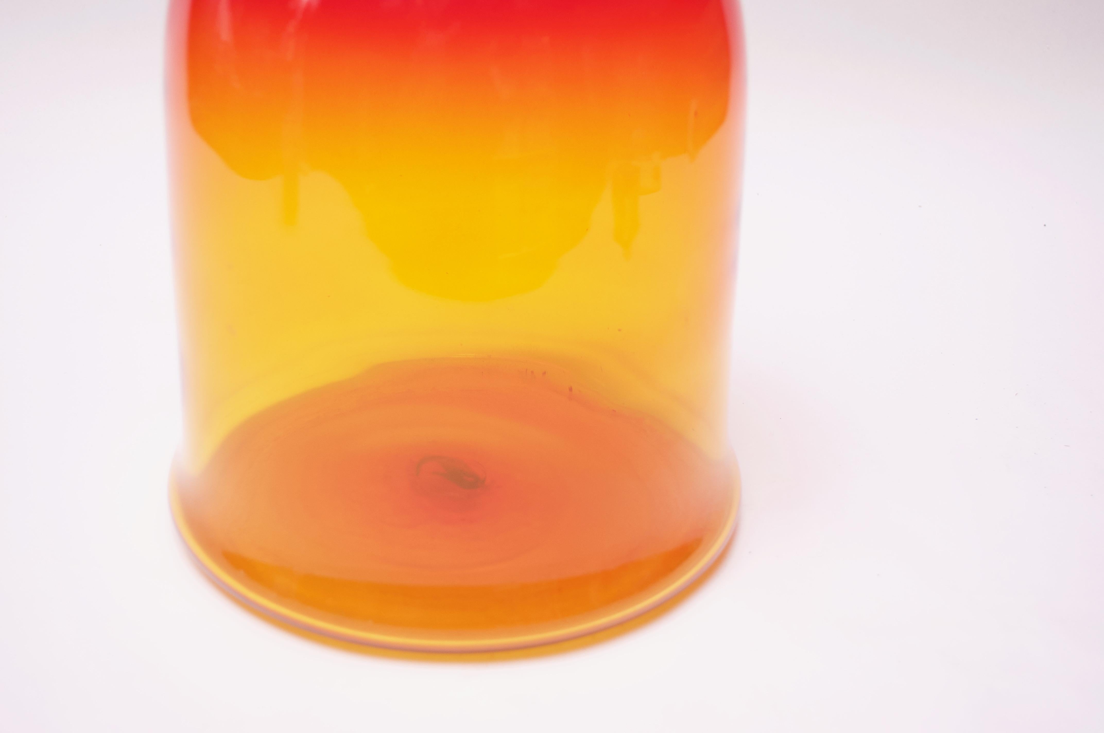 Blown Glass Amberina Tangerine Jug Designed by John Nickerson for Blenko In Good Condition For Sale In Brooklyn, NY