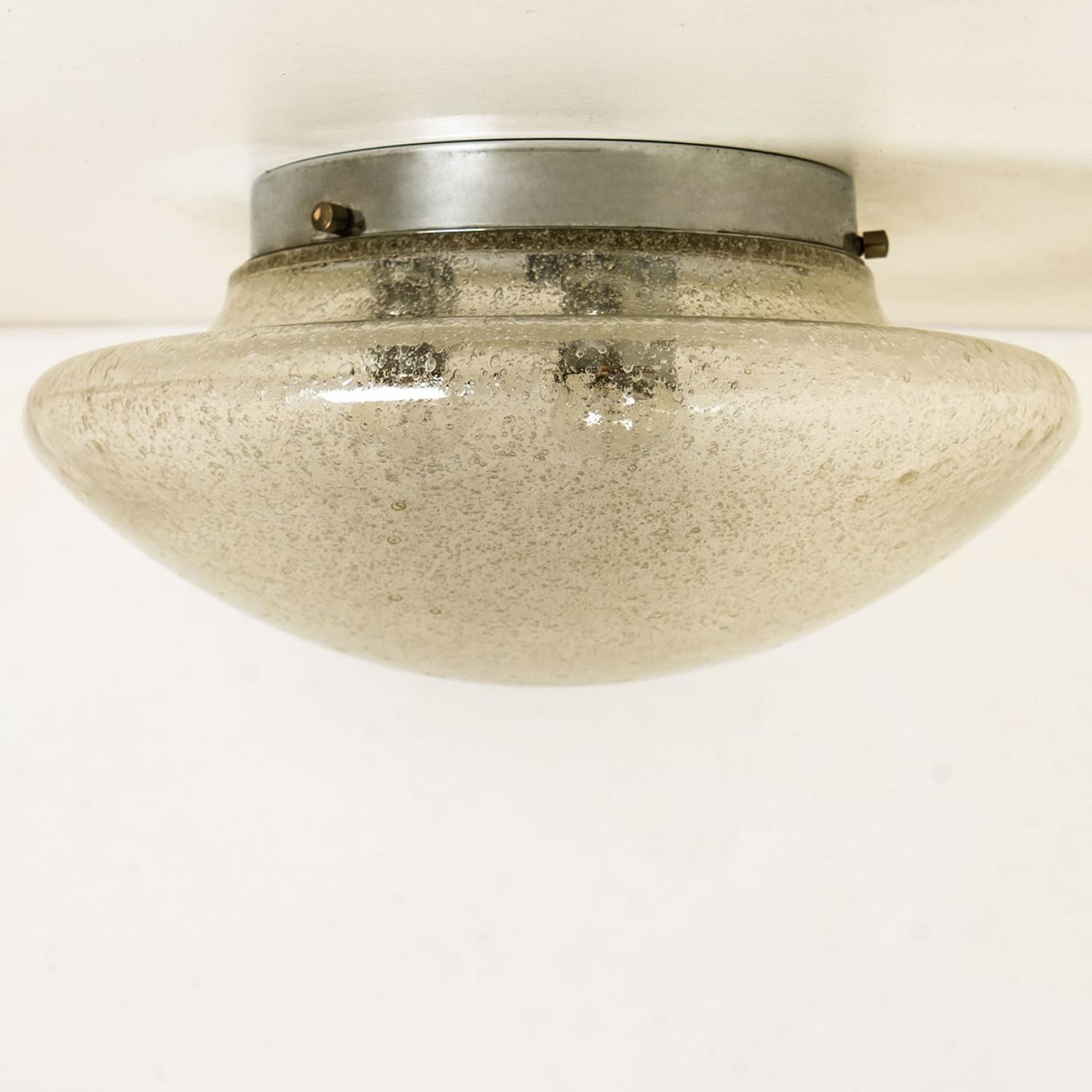 Other Blown Glass and Chrome Hillebrand Flush Mounts, 1960 For Sale