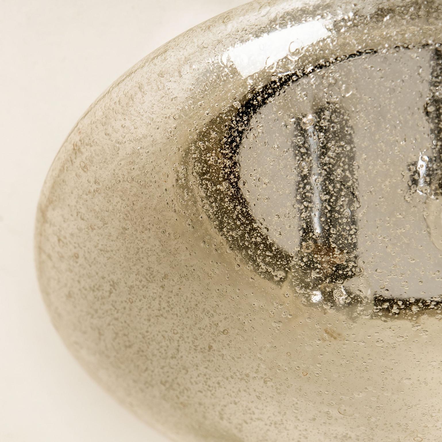 Blown Glass and Chrome Hillebrand Flush Mounts, 1960 For Sale 1