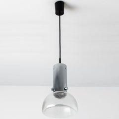 Pedant-Leuchten aus geblasenem Glas und Chromrohr von Staff Leuchten, 1970er Jahre