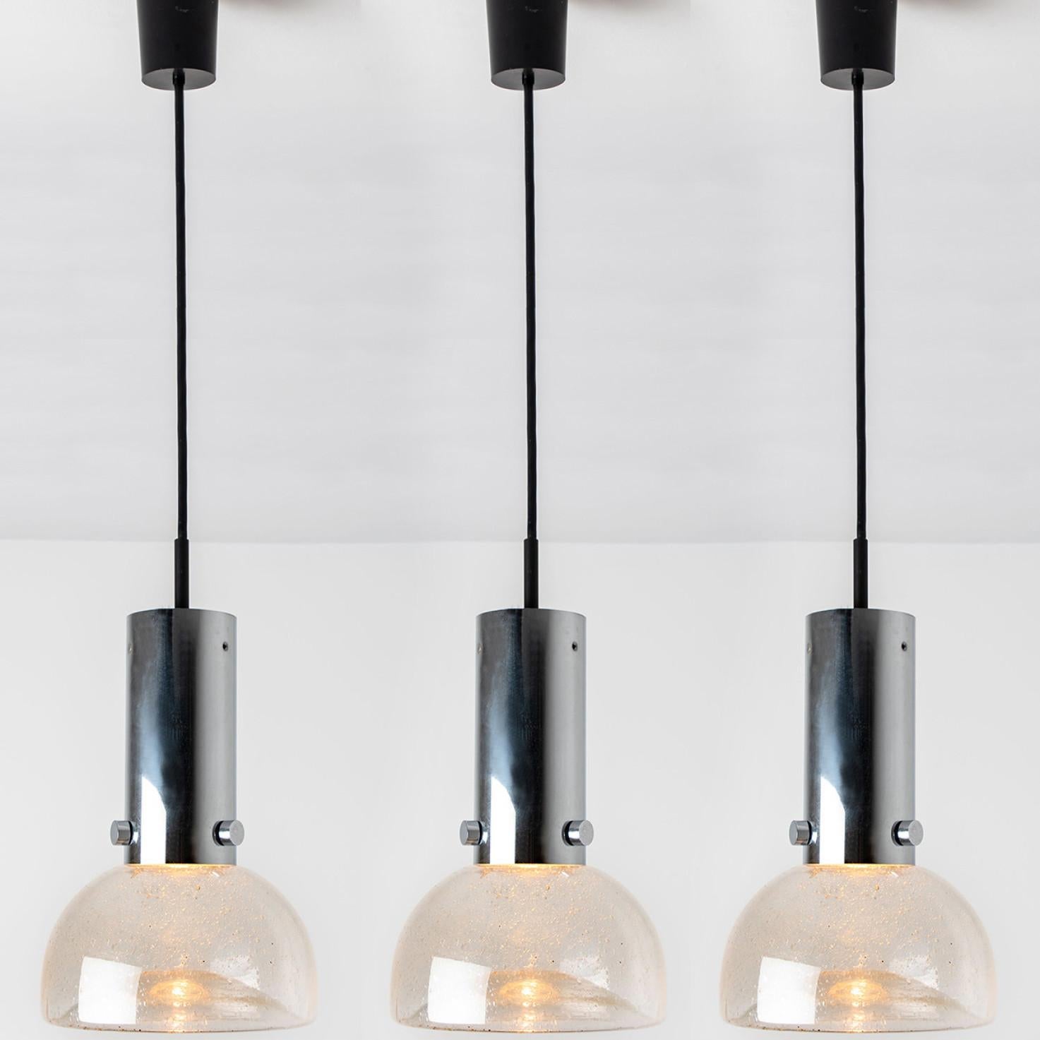Fin du 20e siècle Lampes à tubes en verre soufflé et chrome de Staff Leuchten, 1970 en vente